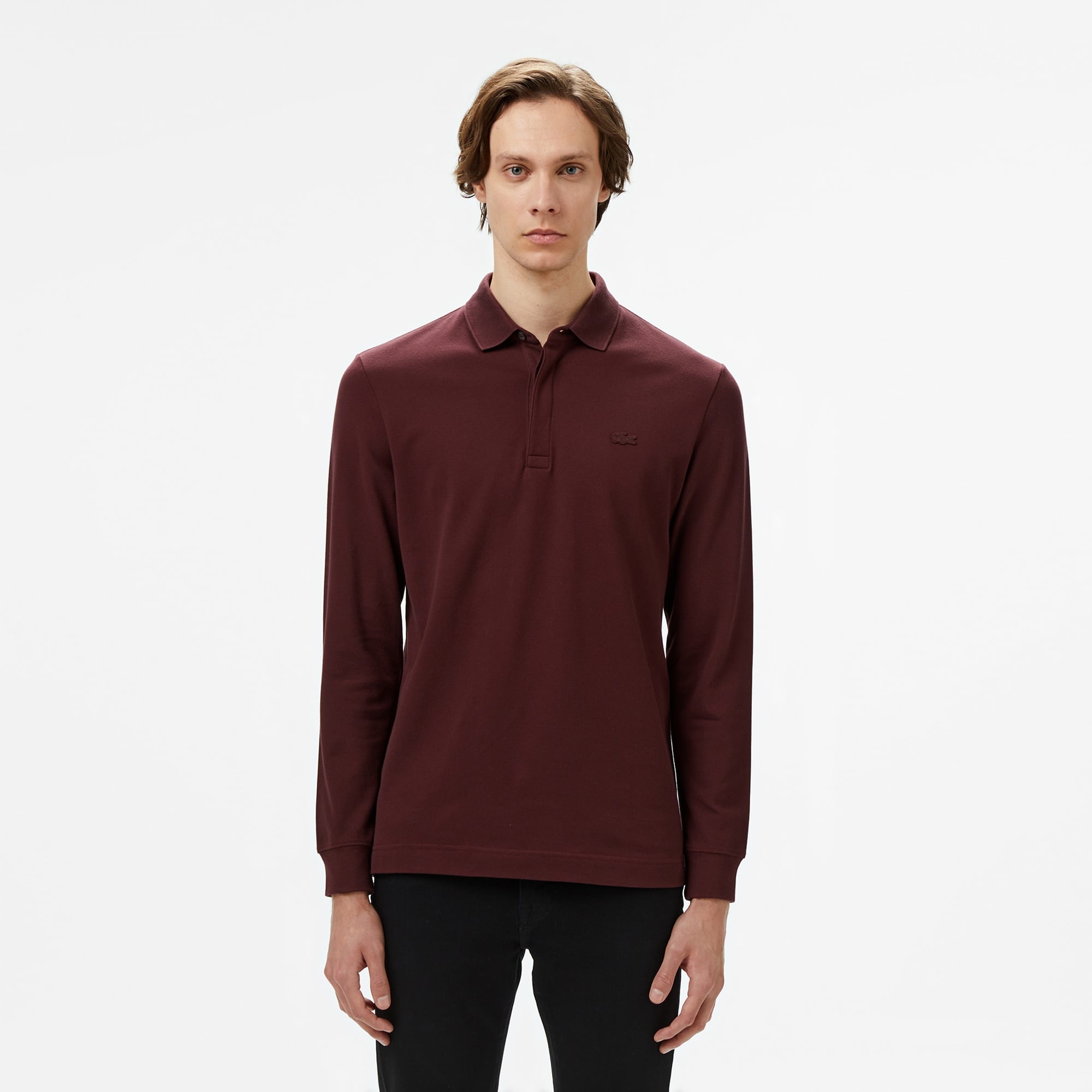 Erkek Regular Fit Uzun Kollu Bordo Paris Polo