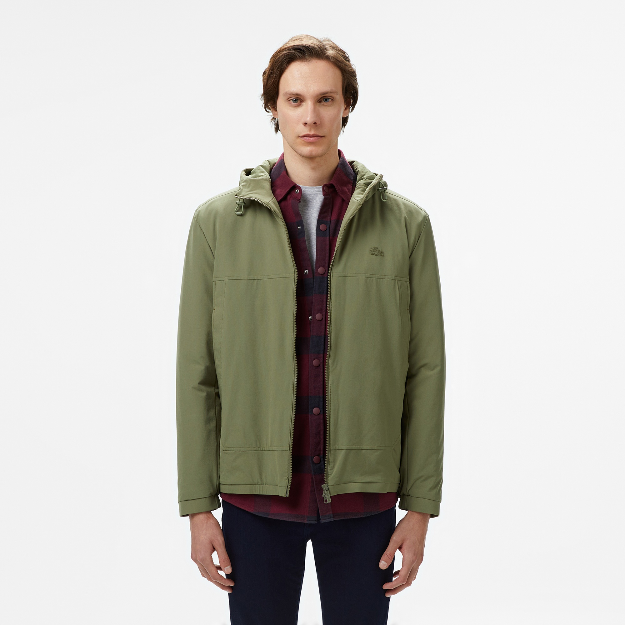 Lacoste Erkek Relaxed Fit Kapüşonlu Yeşil Yağmurluk