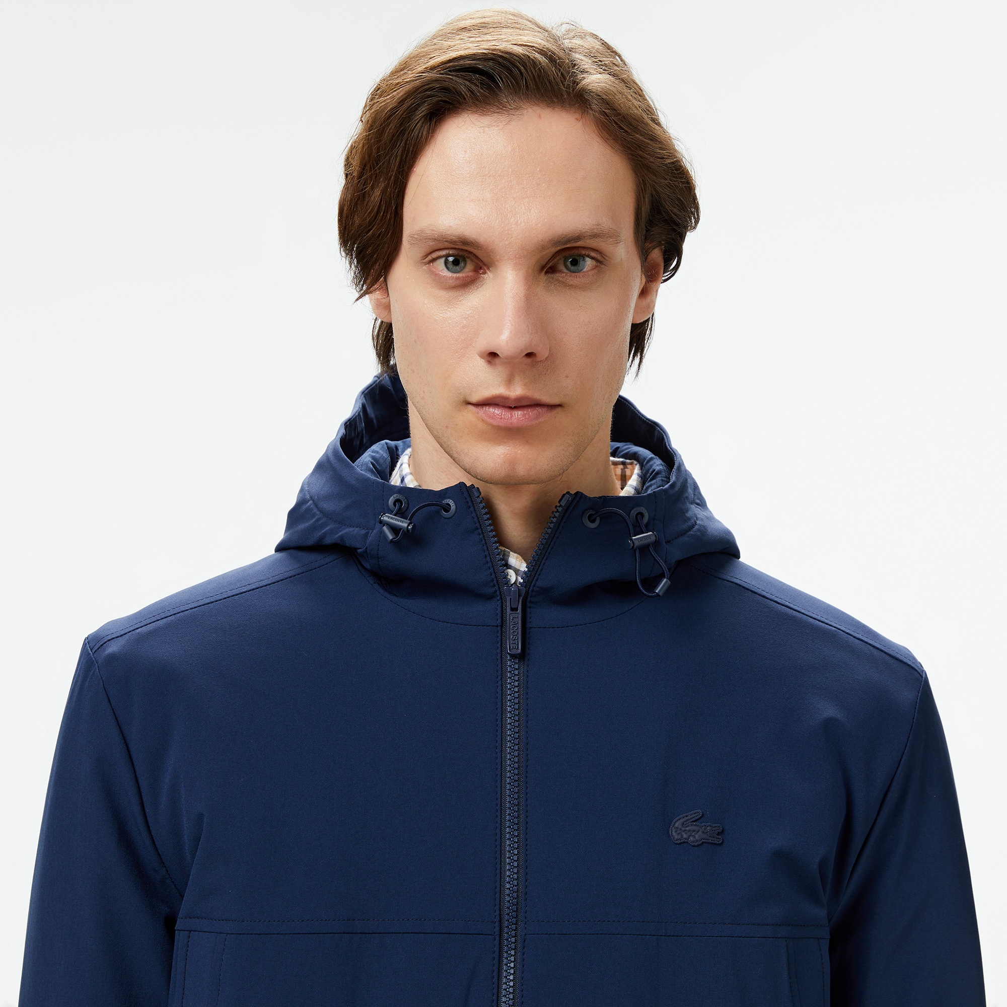 Lacoste Erkek Relaxed Fit Kapüşonlu Lacivert Yağmurluk