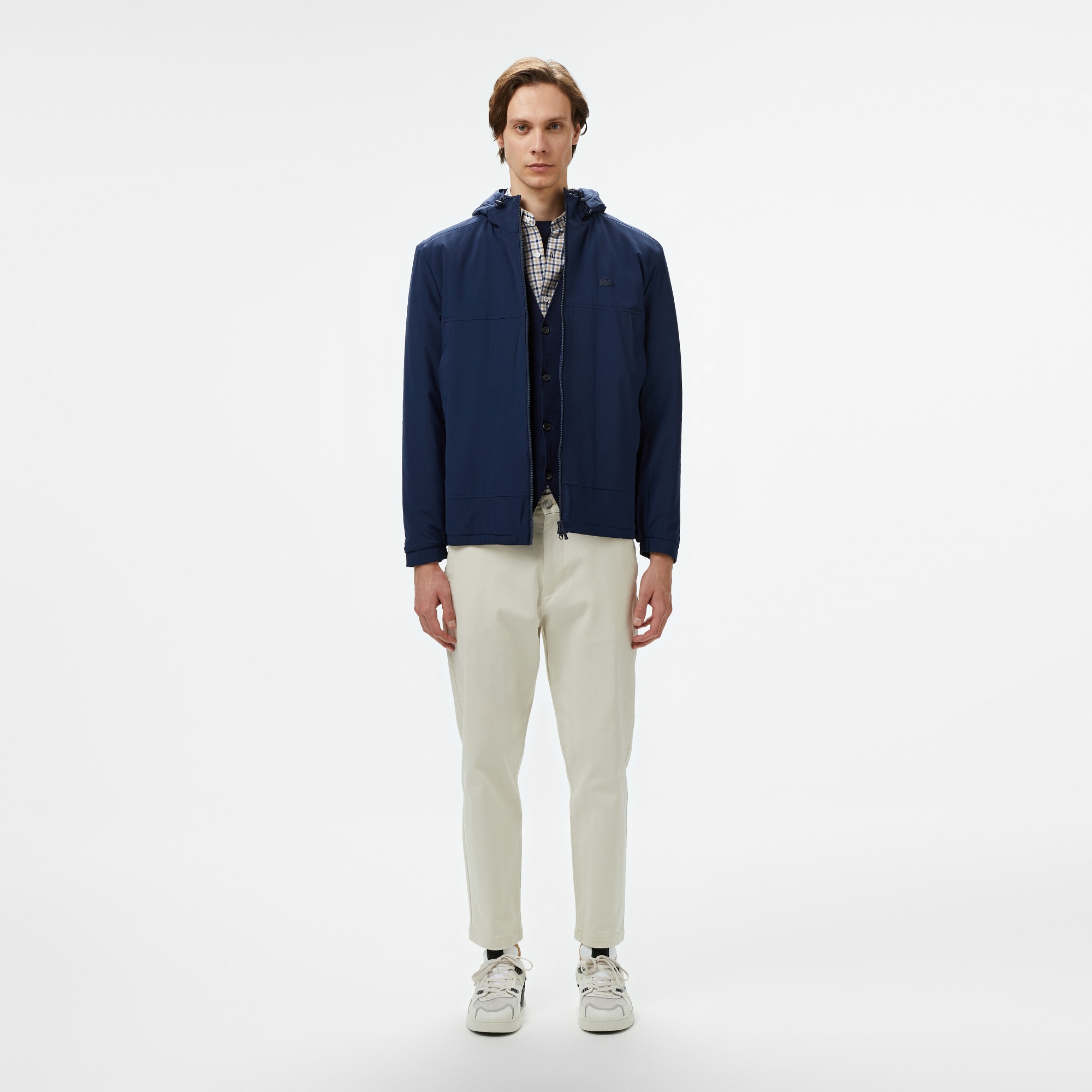 Lacoste Erkek Relaxed Fit Kapüşonlu Lacivert Yağmurluk