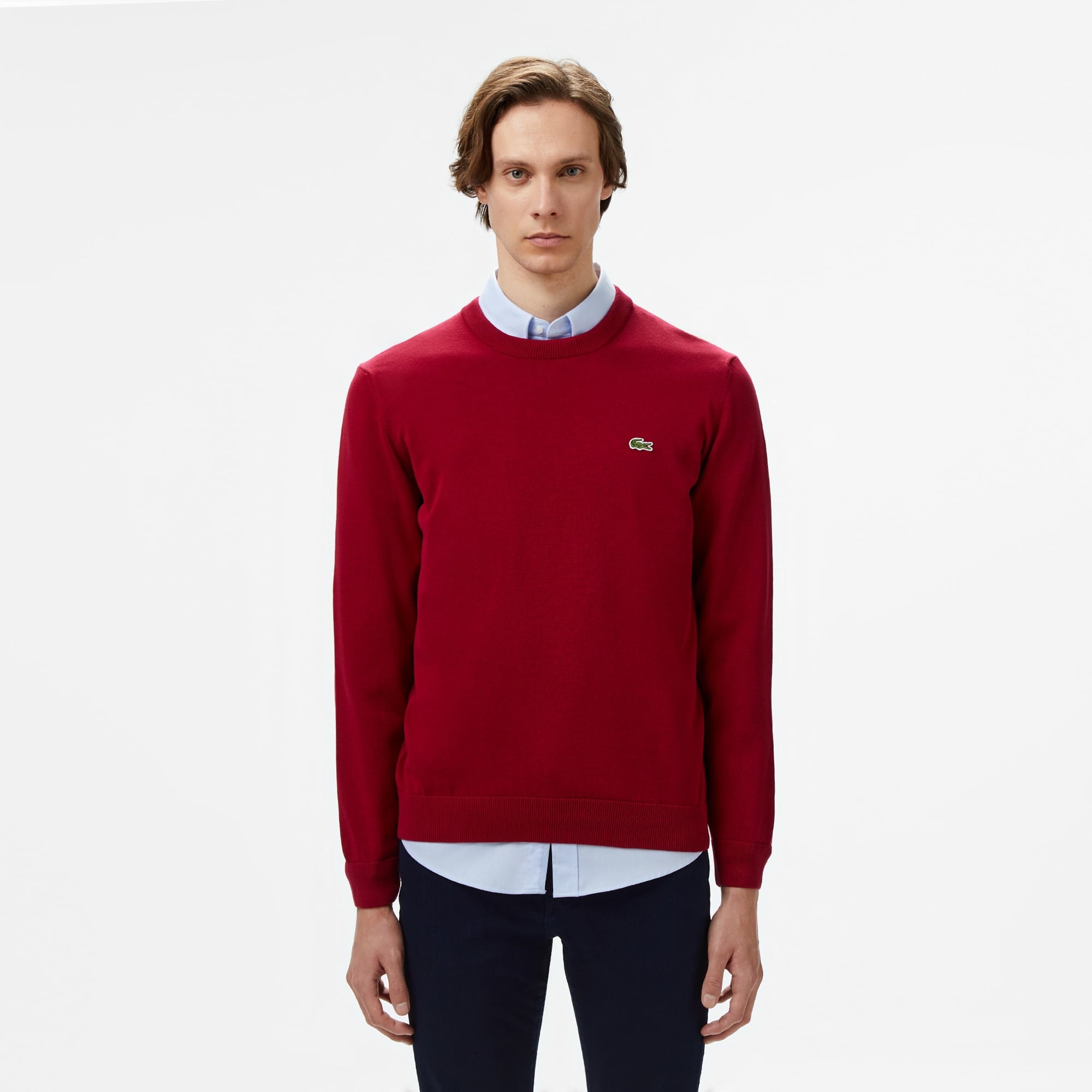 Erkek Regular Fit Bisiklet Yaka Organik Pamuk Kırmızı Kazak