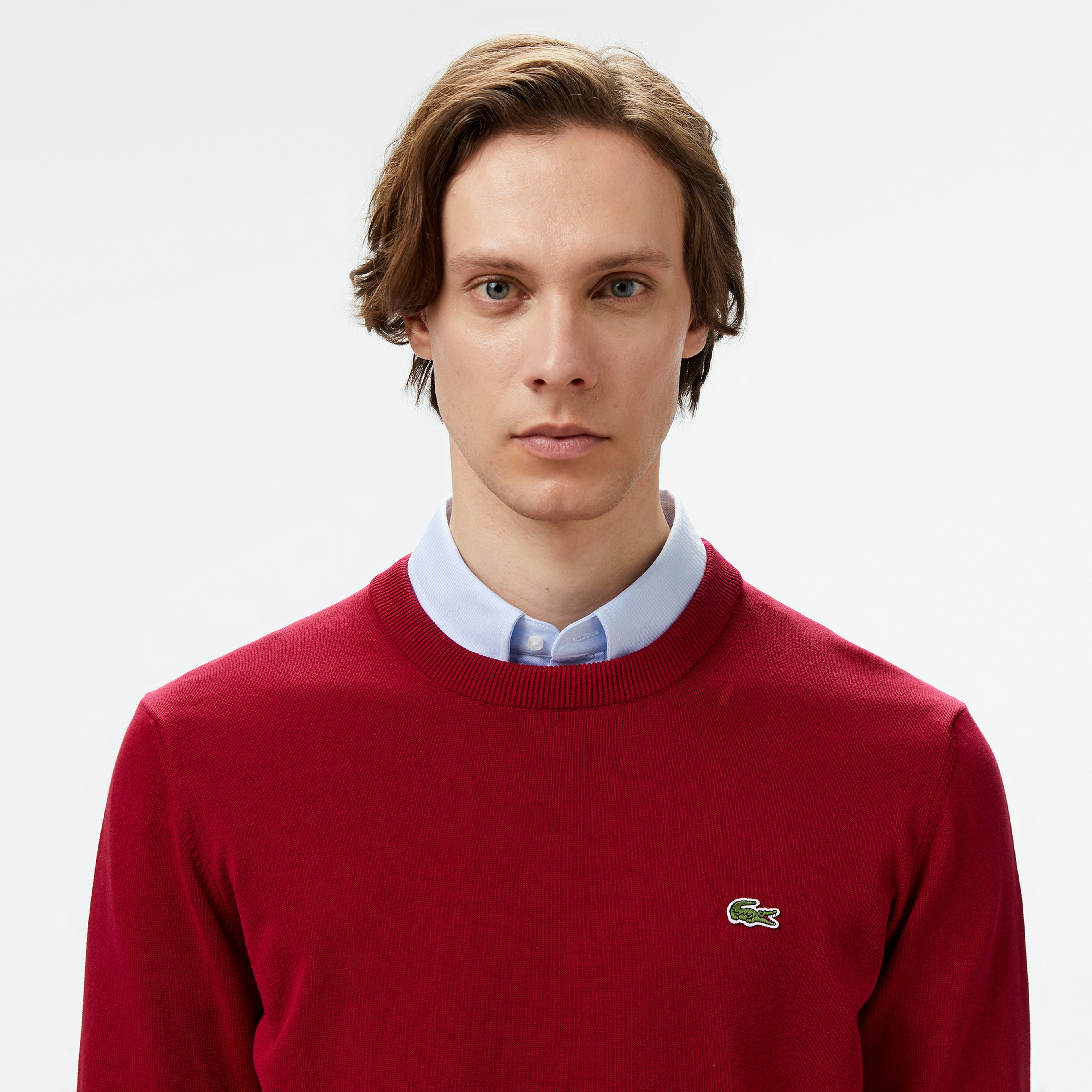 Erkek Regular Fit Bisiklet Yaka Organik Pamuk Kırmızı Kazak