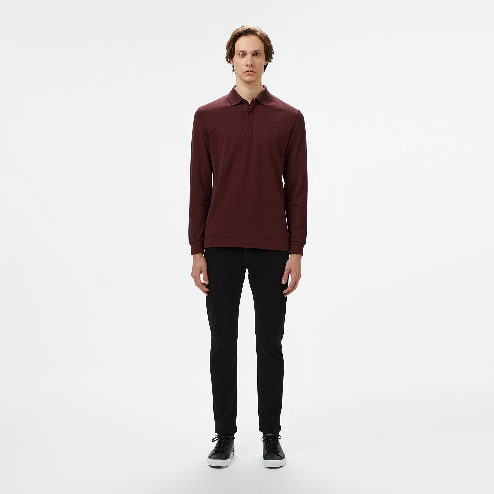 Erkek Regular Fit Uzun Kollu Bordo Paris Polo