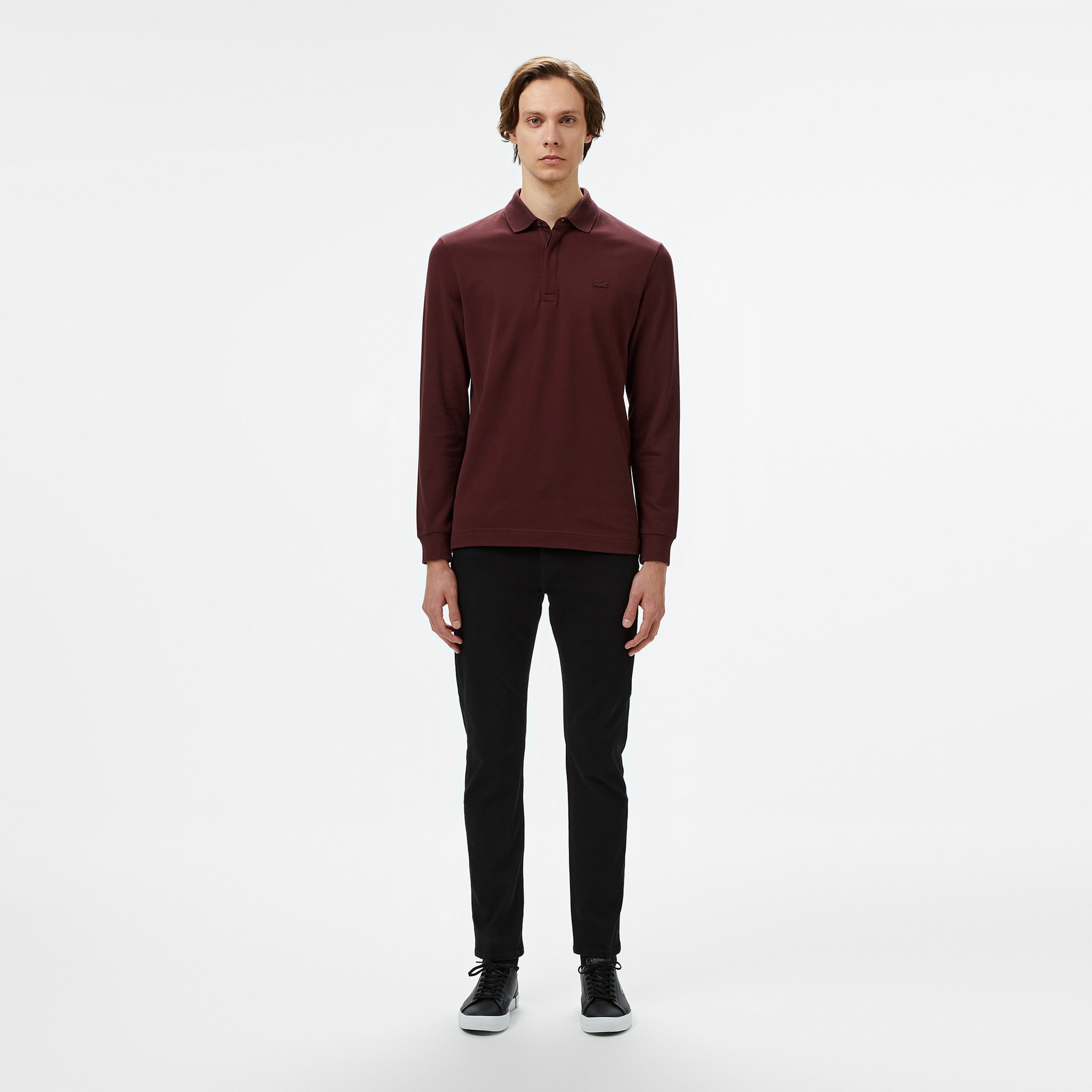 Erkek Regular Fit Uzun Kollu Bordo Paris Polo