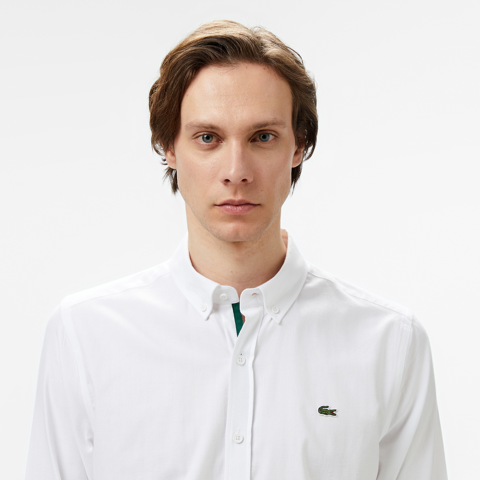 Lacoste Erkek Slim Fit Düğmeli Yaka Beyaz Gömlek