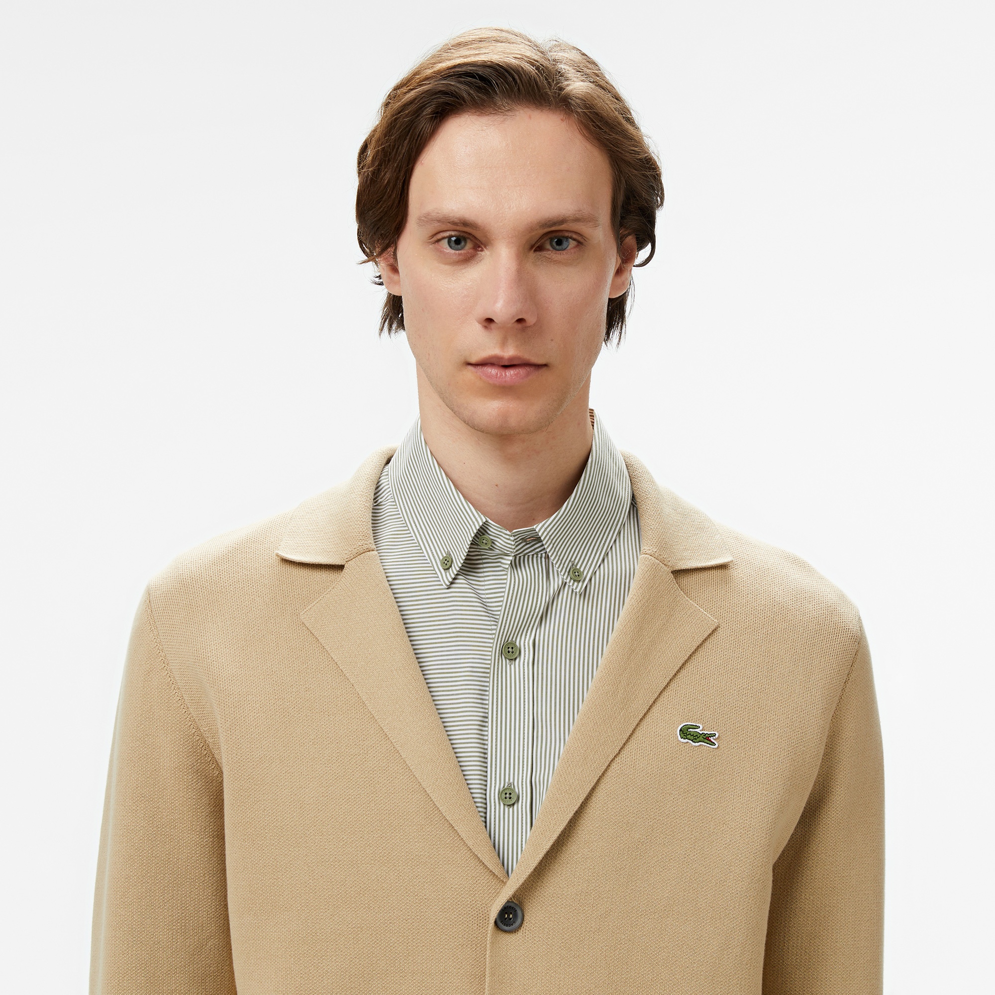 Lacoste Erkek Classic Fit V Yaka Kahverengi Hırka