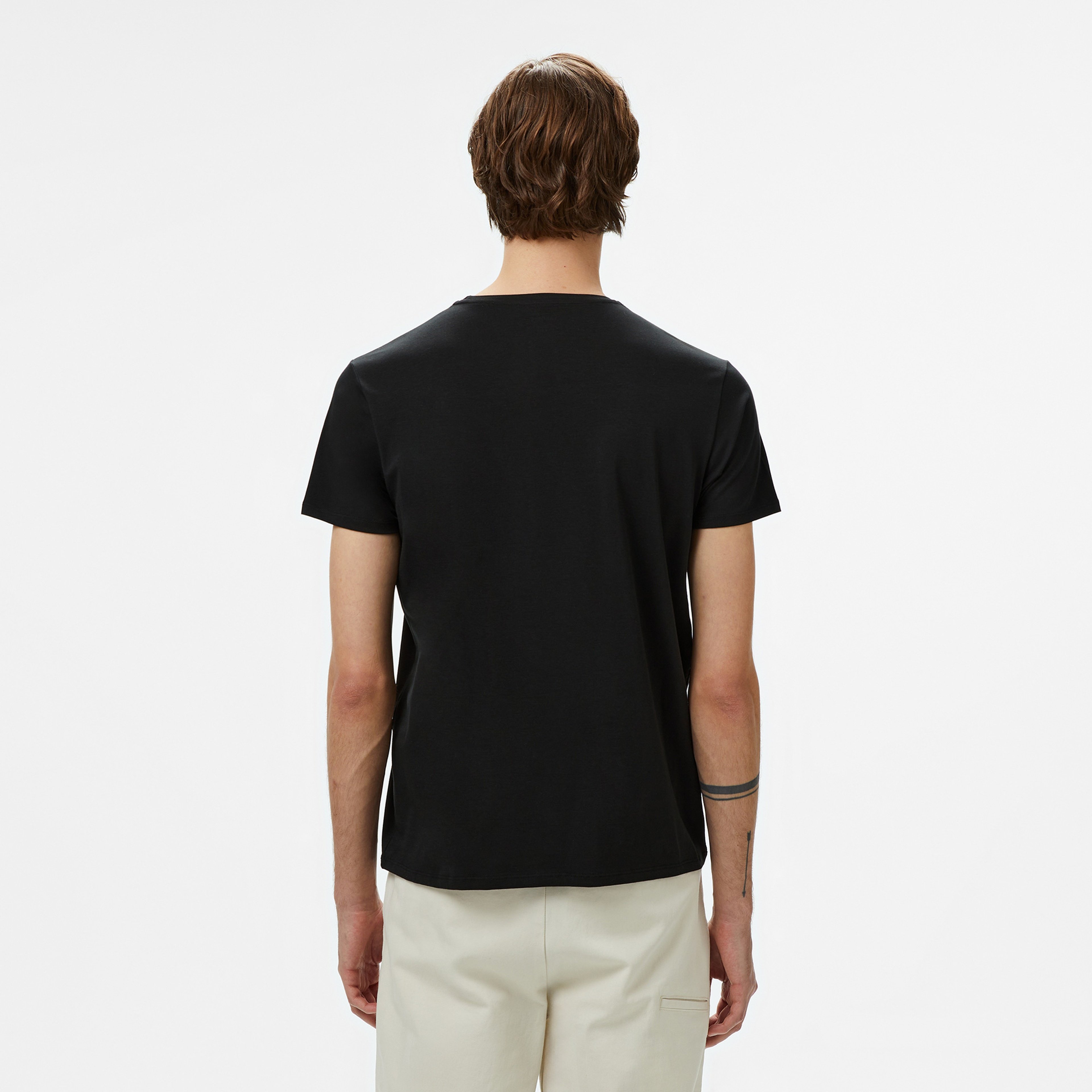 Erkek Slim Fit Bisiklet Yaka Siyah T-Shirt