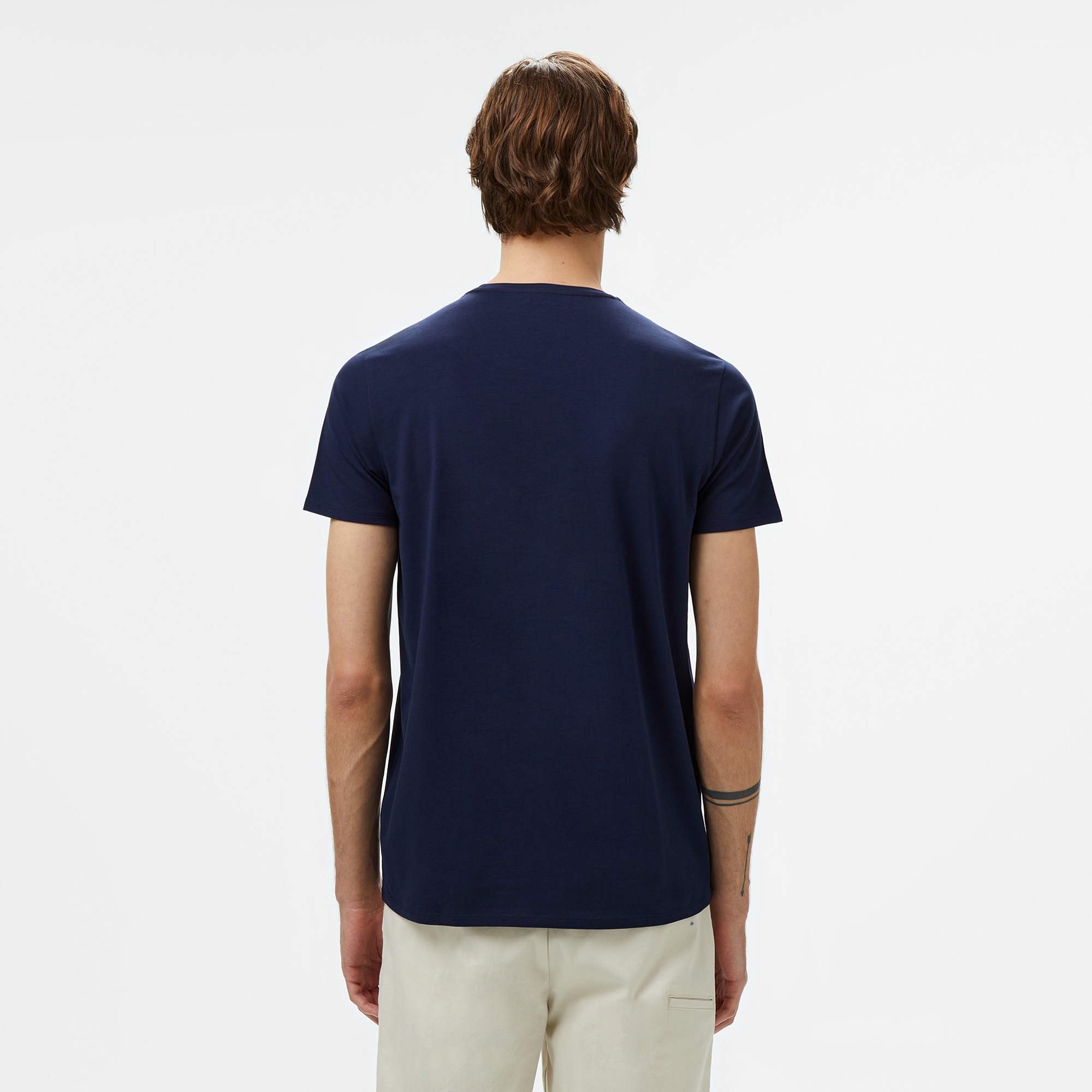 Erkek Slim Fit Bisiklet Yaka Lacivert T-Shirt