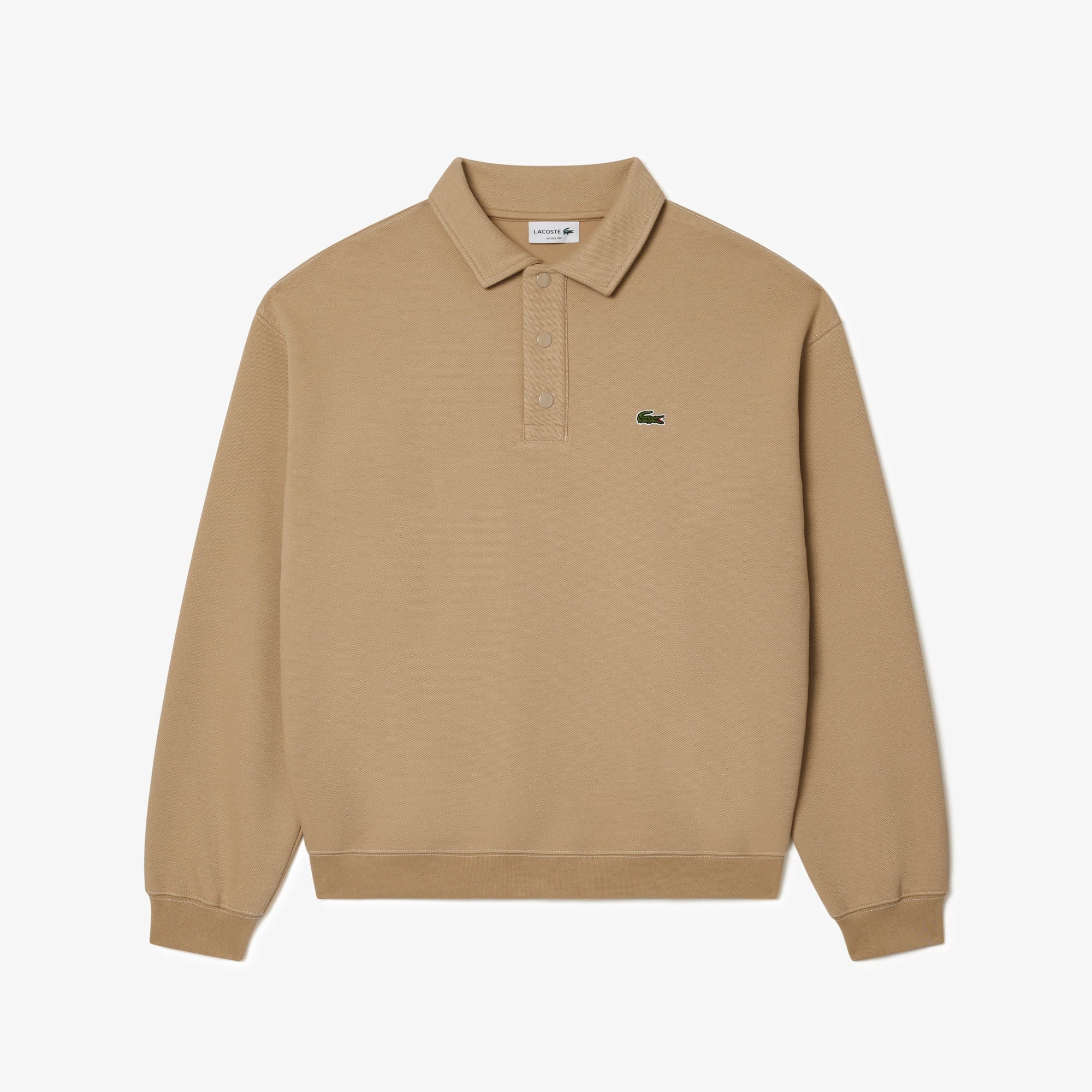 Lacoste Erkek Loose Fit Polo Yaka Kahverengi Sweatshirt