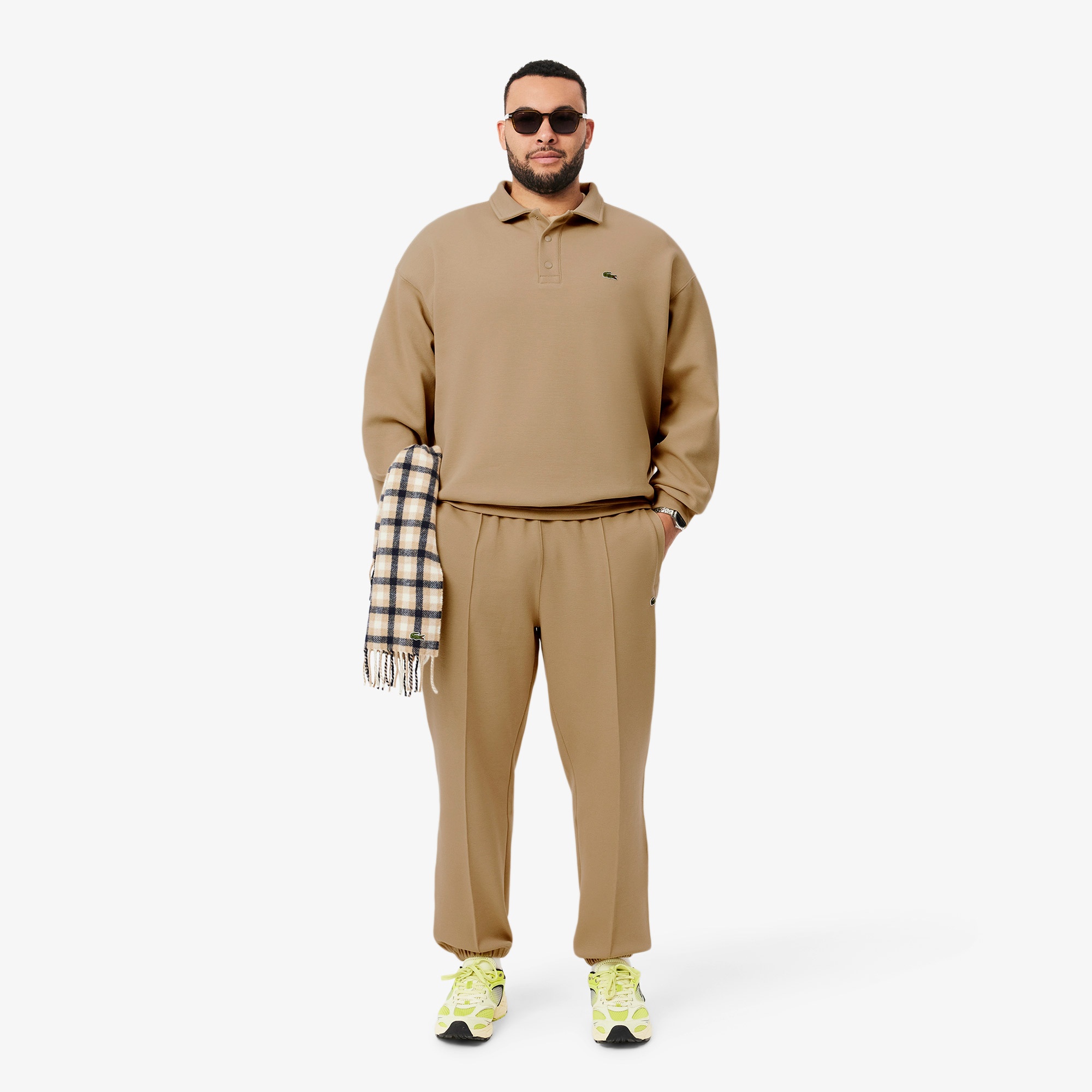 Lacoste Erkek Loose Fit Polo Yaka Kahverengi Sweatshirt