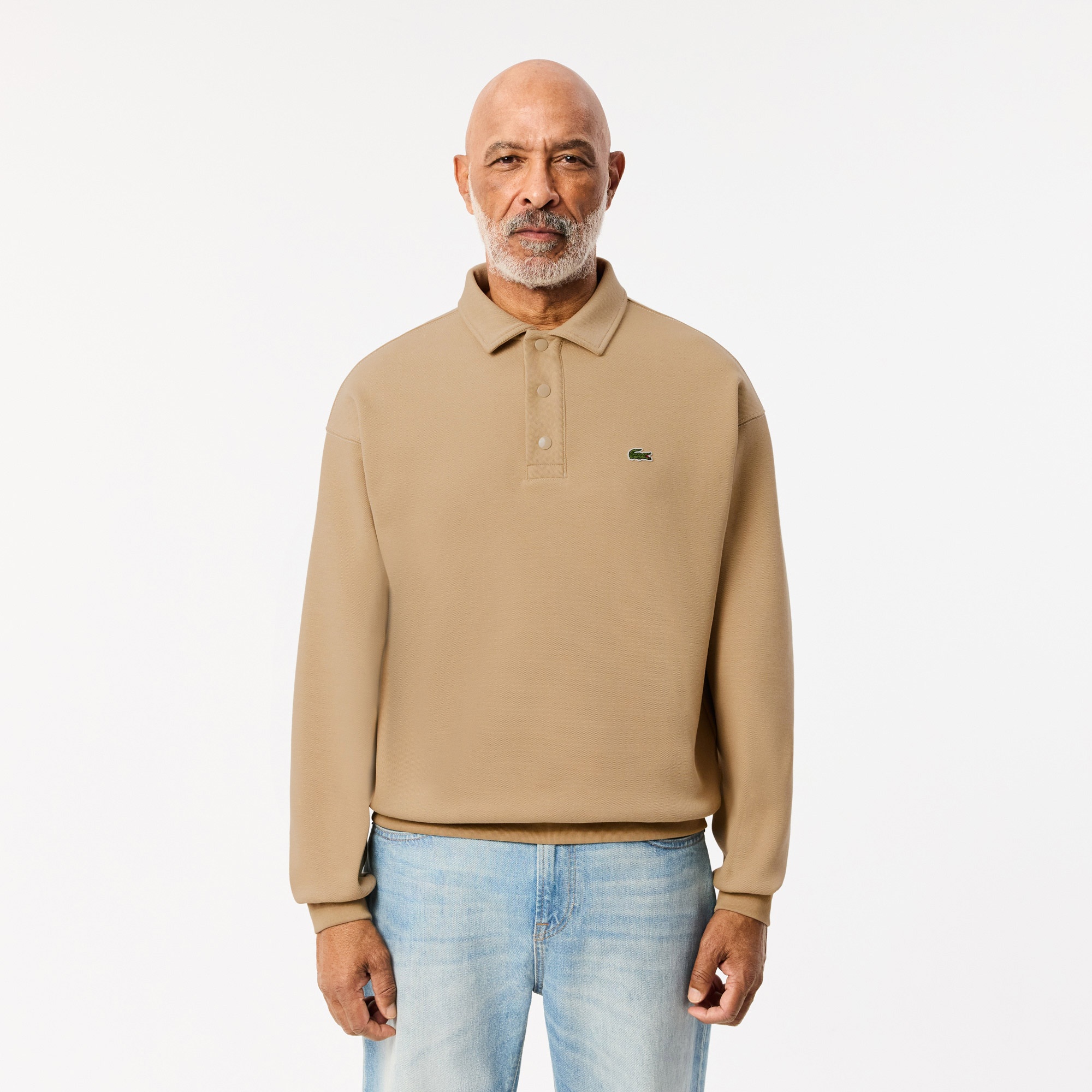 Lacoste Erkek Loose Fit Polo Yaka Kahverengi Sweatshirt