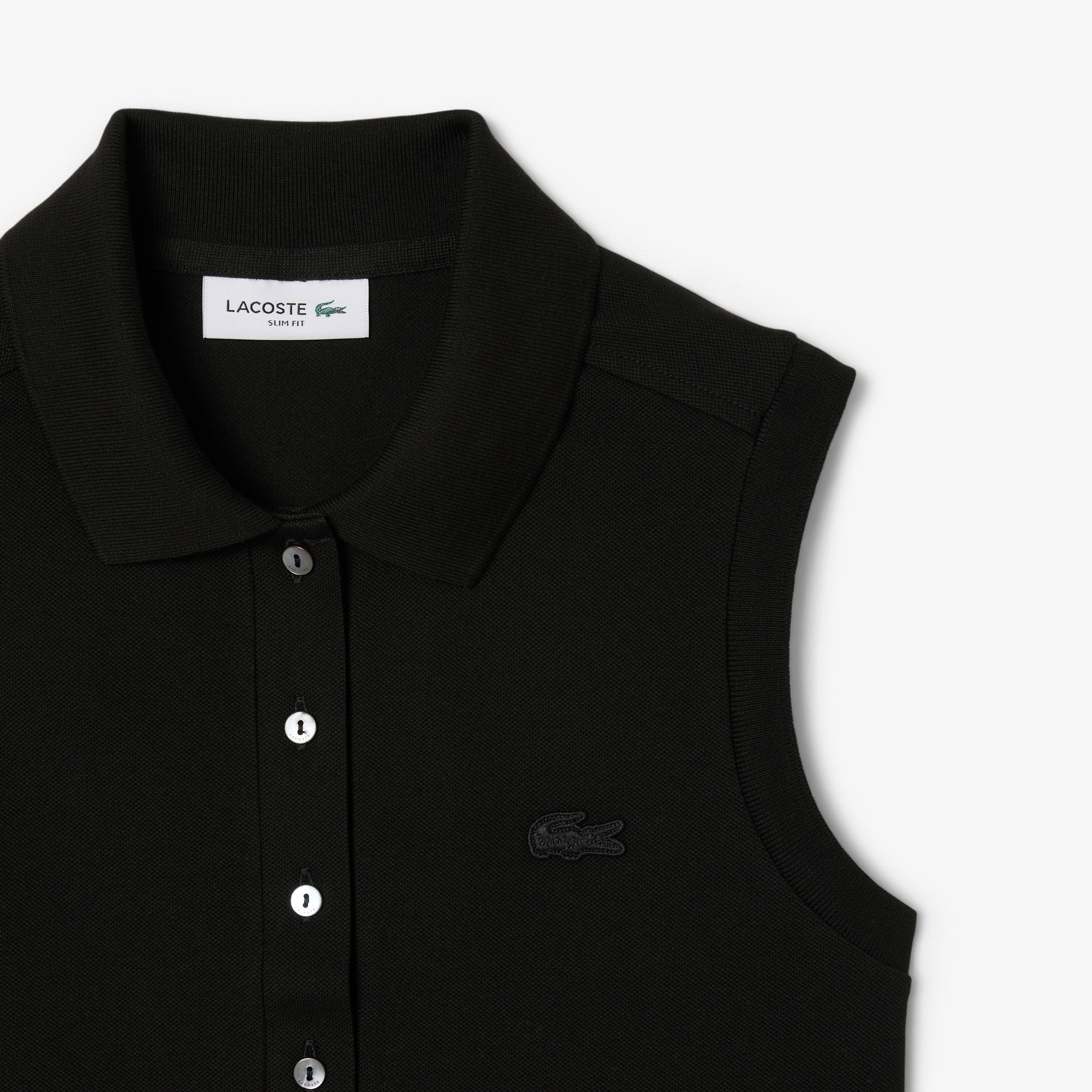 Lacoste L.12.D Kadın Slim Fit Kolsuz Siyah Polo