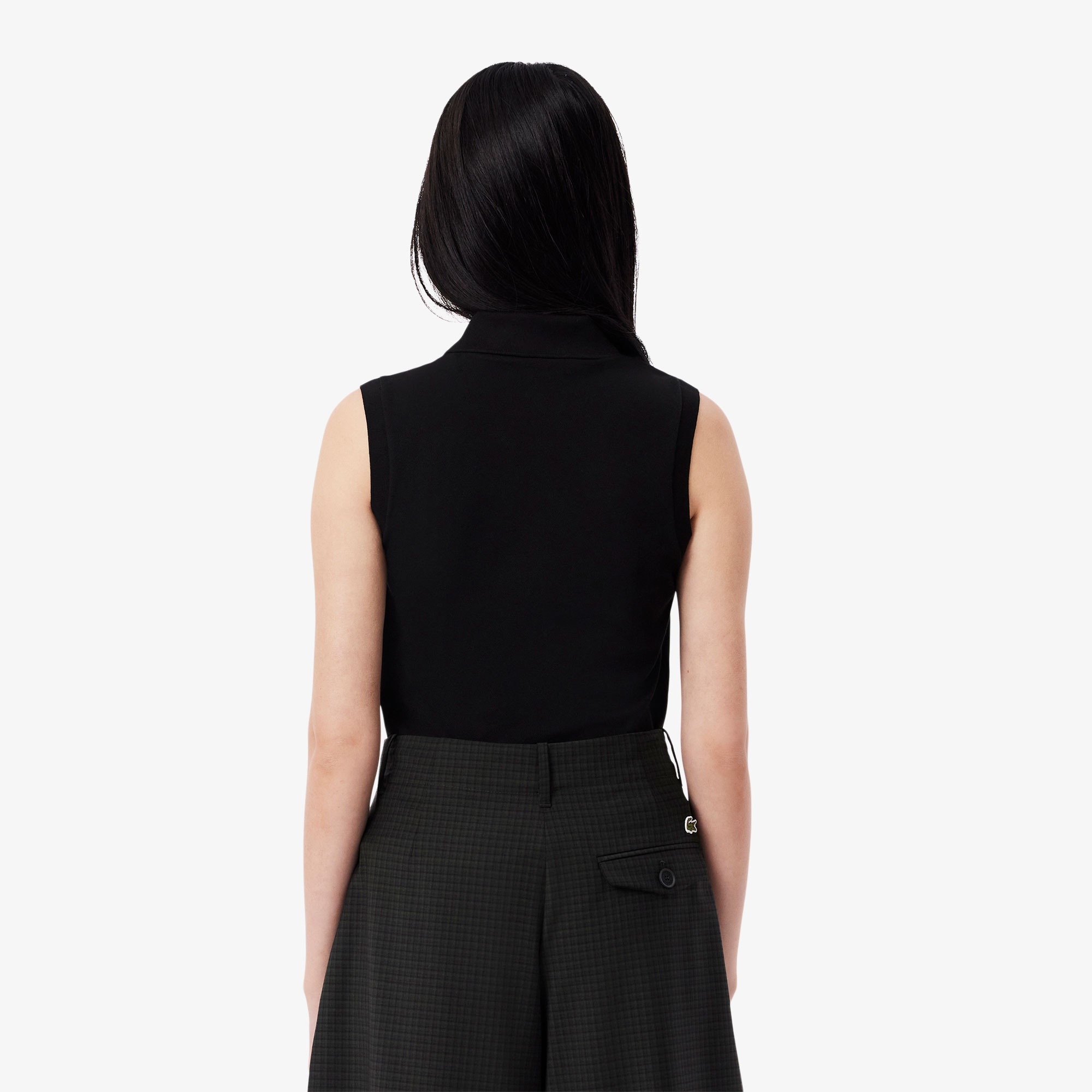 Lacoste L.12.D Kadın Slim Fit Kolsuz Siyah Polo