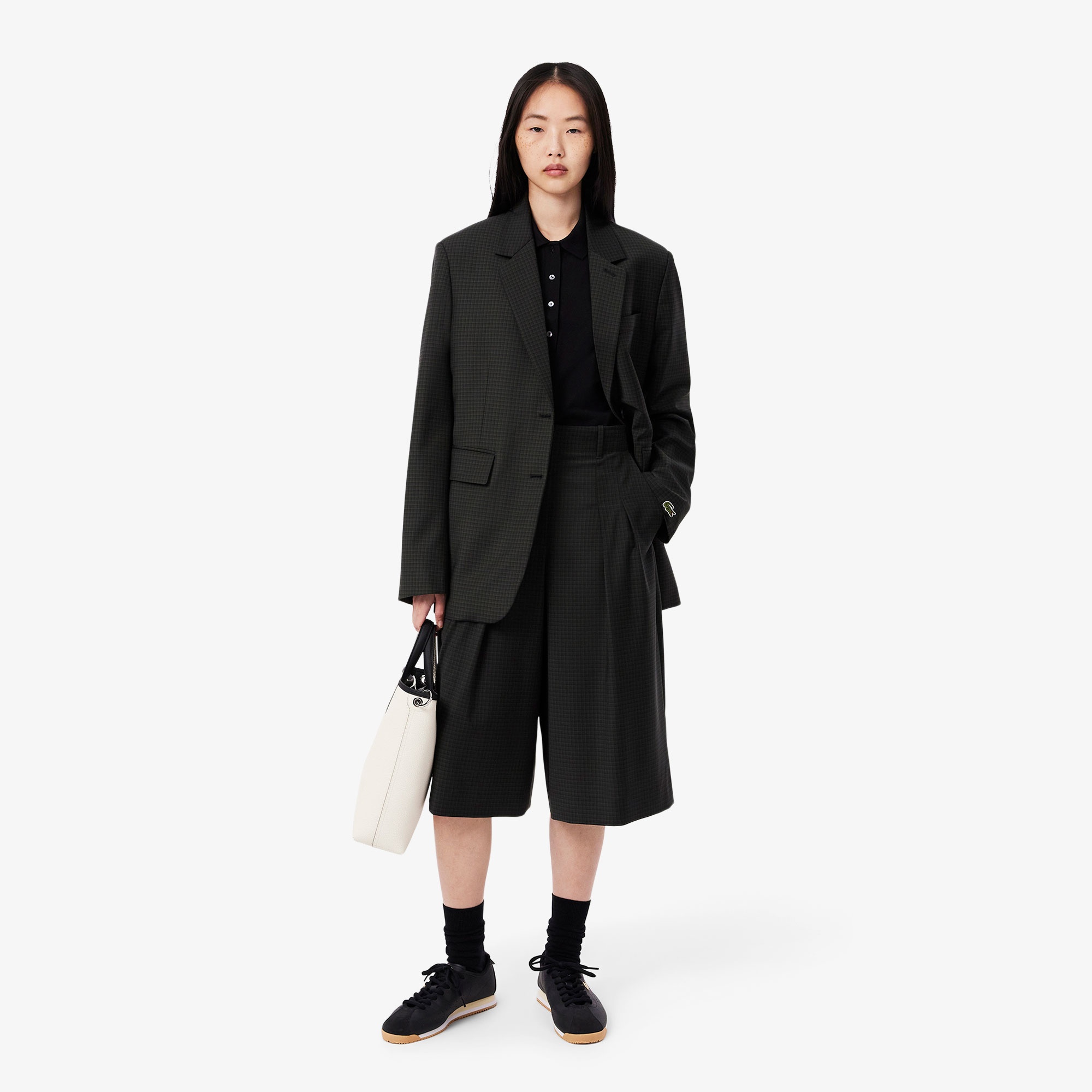 Lacoste L.12.D Kadın Slim Fit Kolsuz Siyah Polo