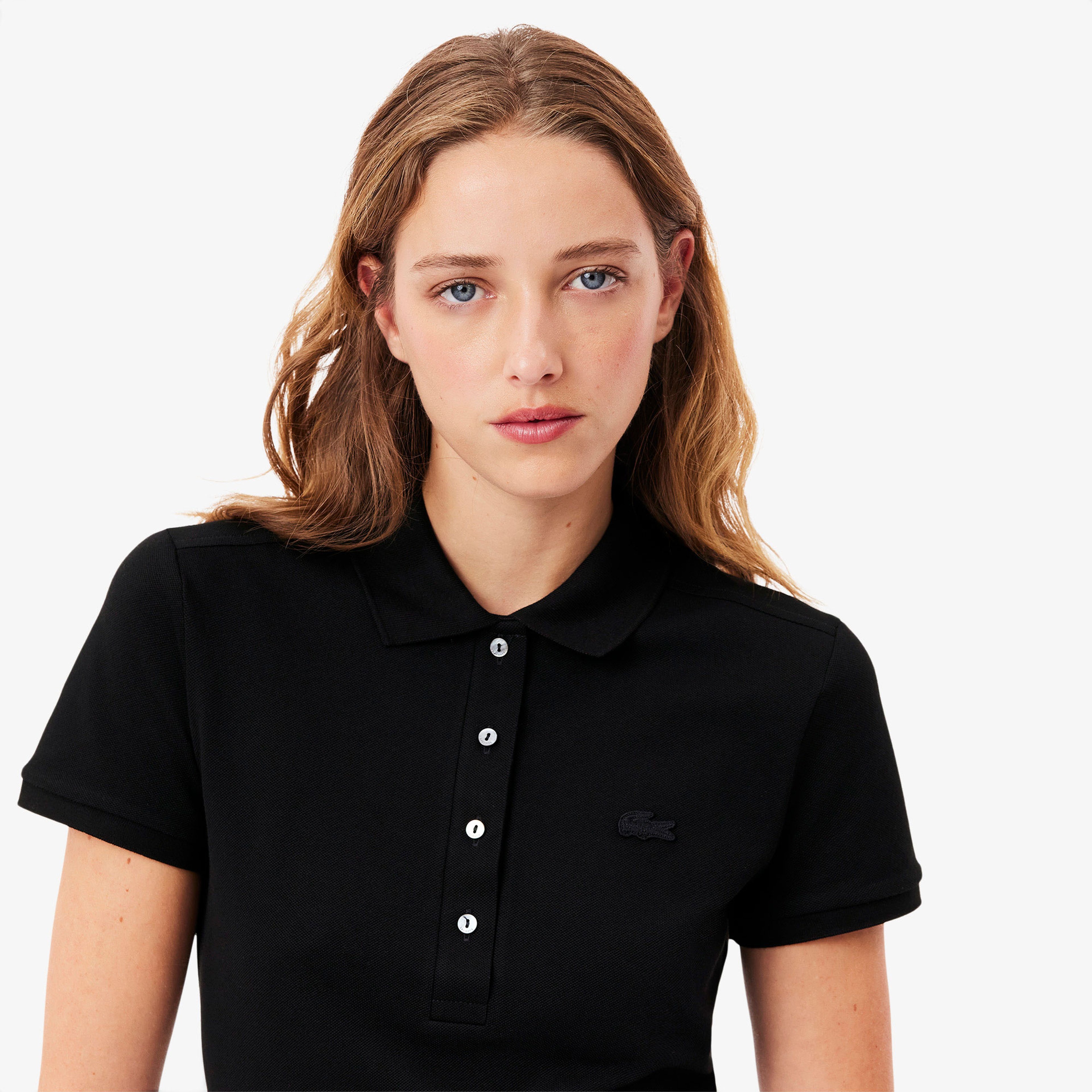 L.12.D Kadın Slim Fit Siyah Polo