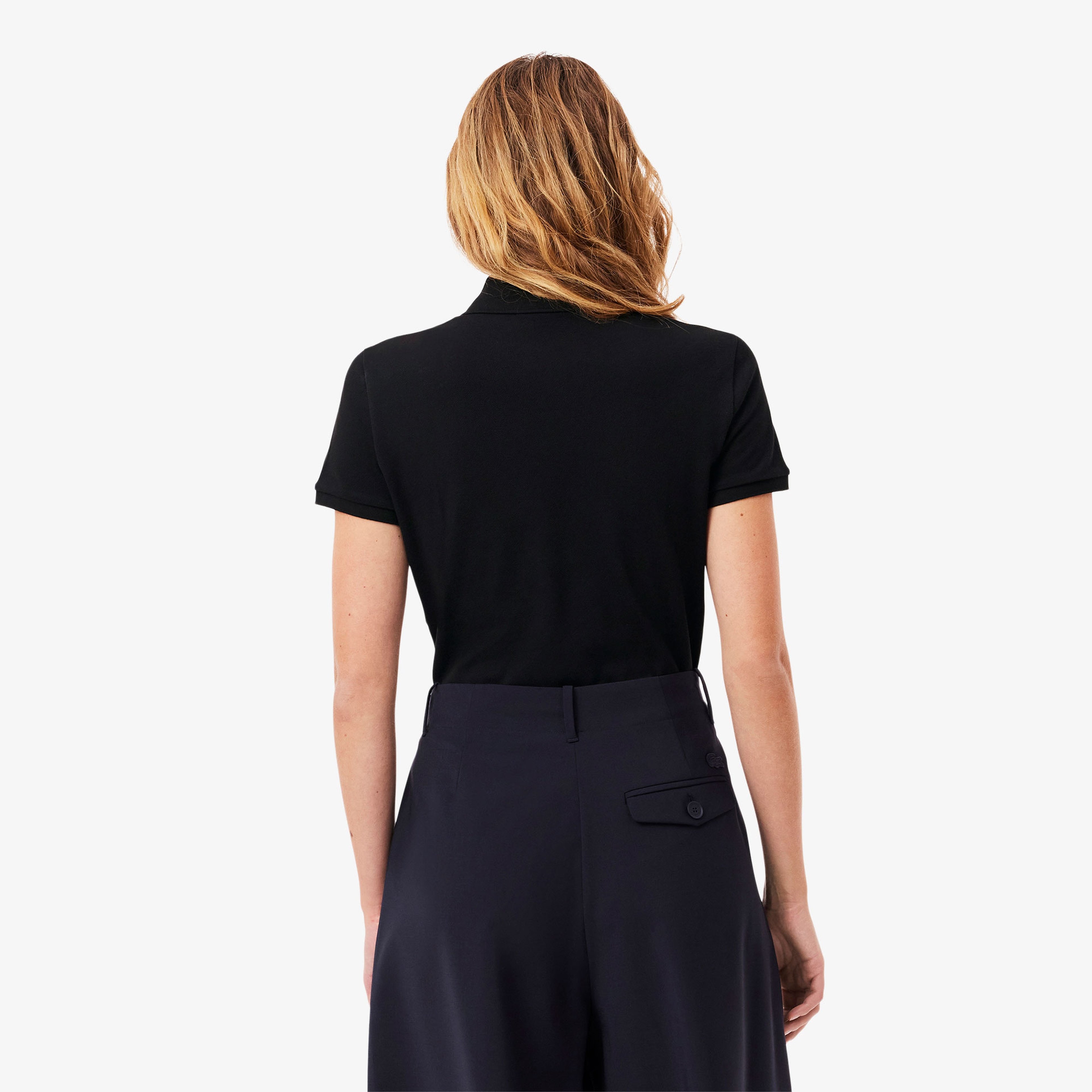 L.12.D Kadın Slim Fit Siyah Polo