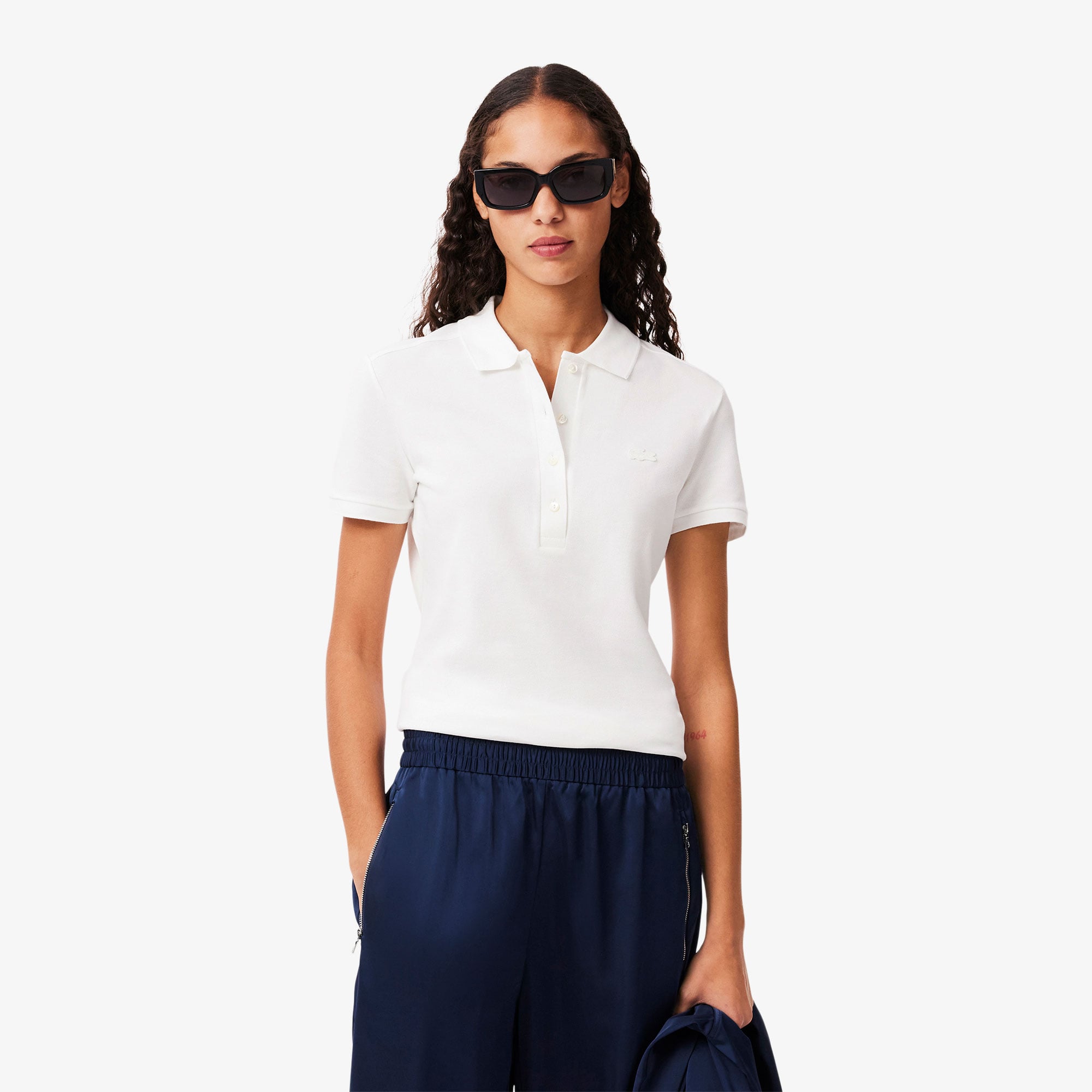 Lacoste L.12.D Kadın Slim Fit Beyaz Polo