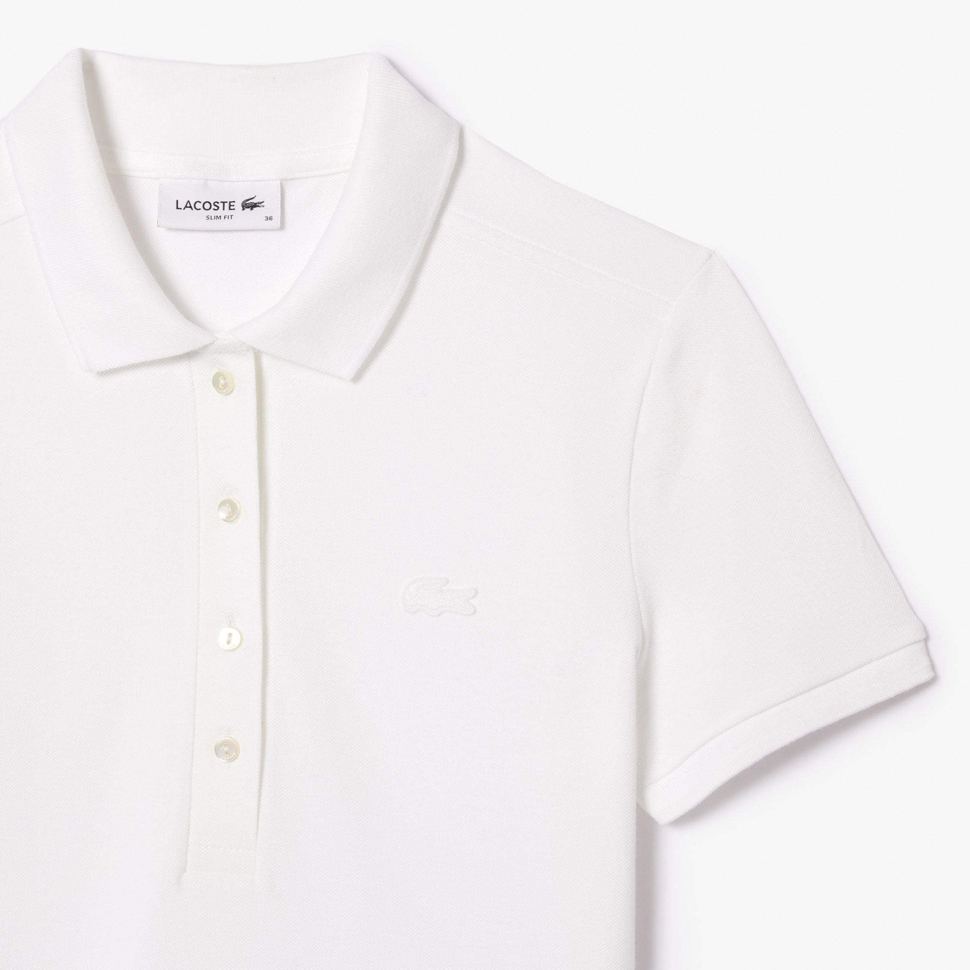 Lacoste L.12.D Kadın Slim Fit Beyaz Polo görsel 6