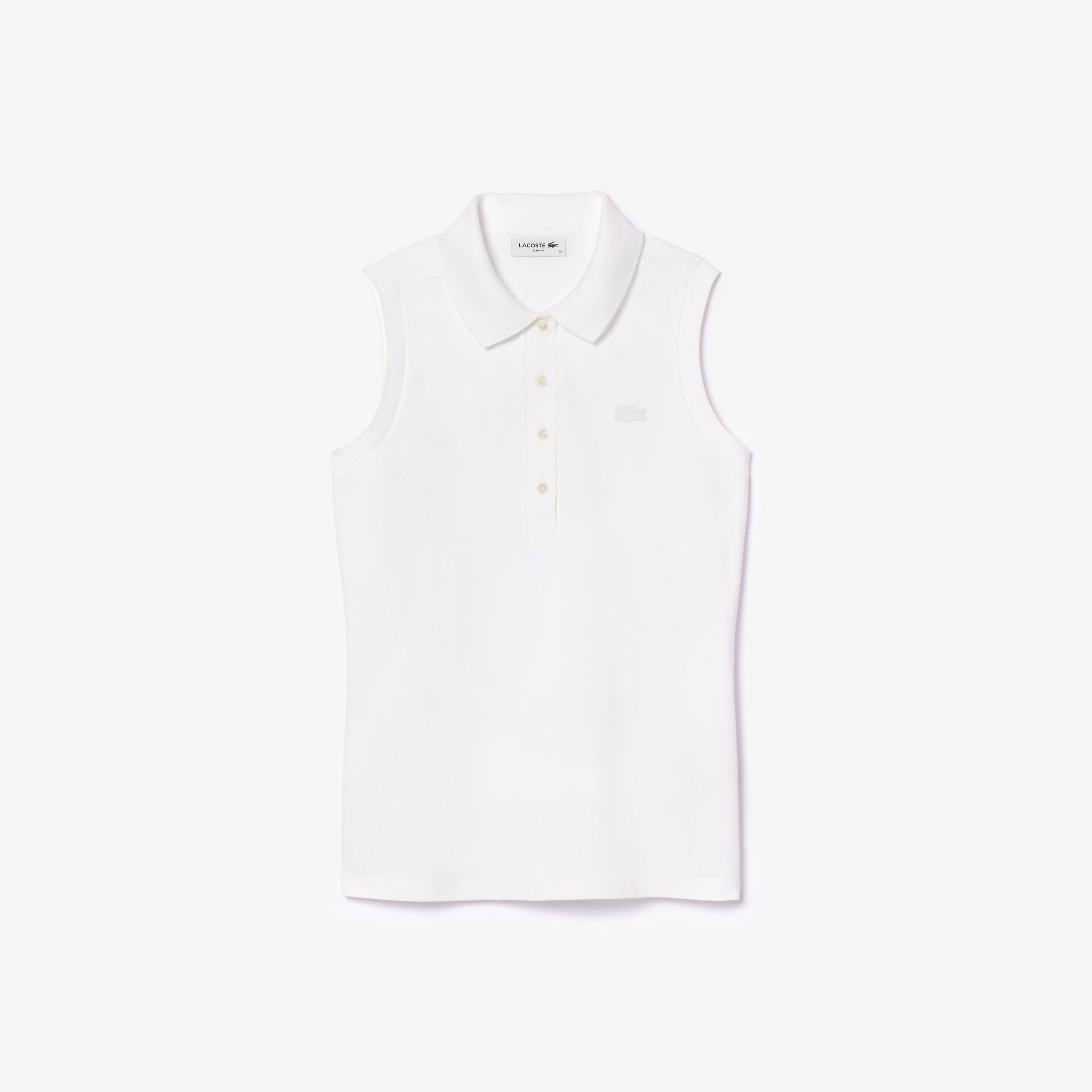 L.12.D Kadın Slim Fit Kolsuz Beyaz Polo