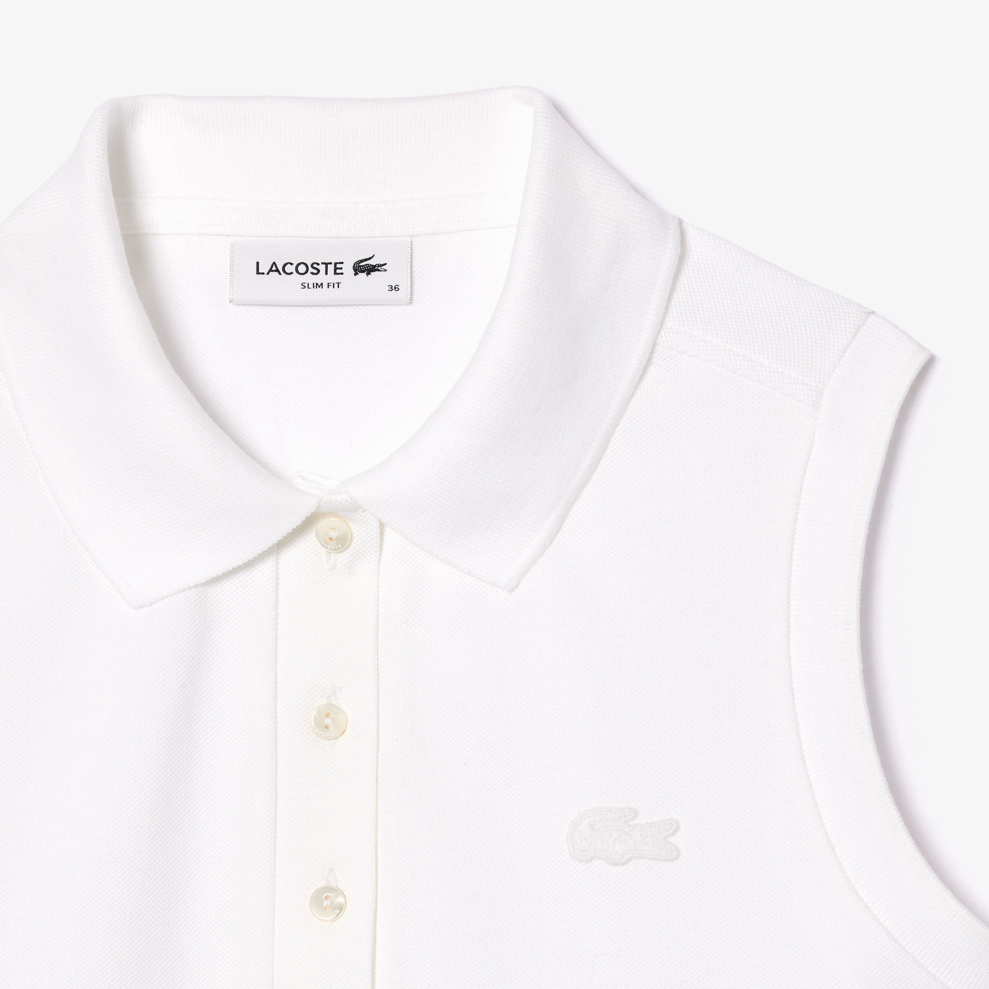 Lacoste L.12.D Kadın Slim Fit Kolsuz Beyaz Polo