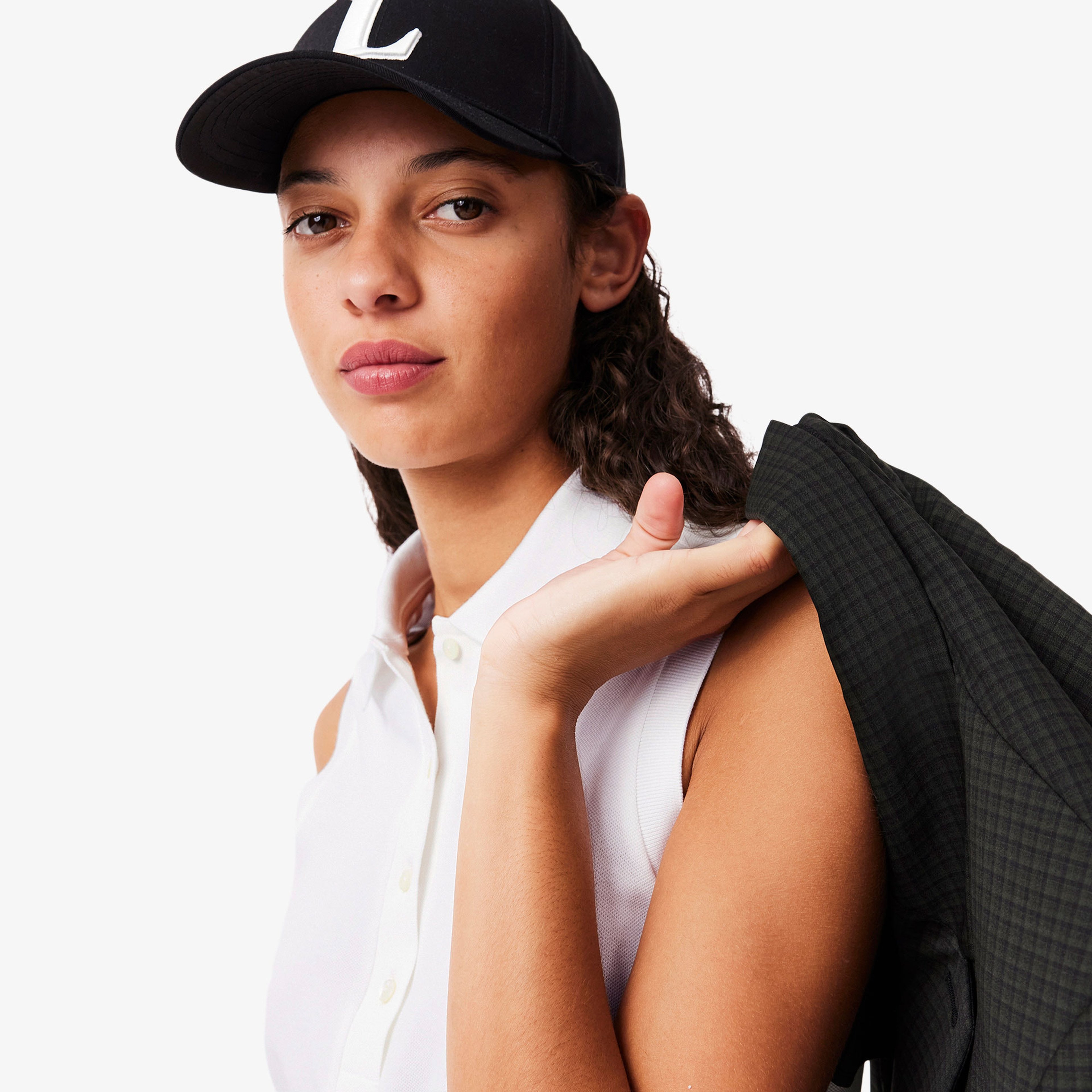 L.12.D Kadın Slim Fit Kolsuz Beyaz Polo