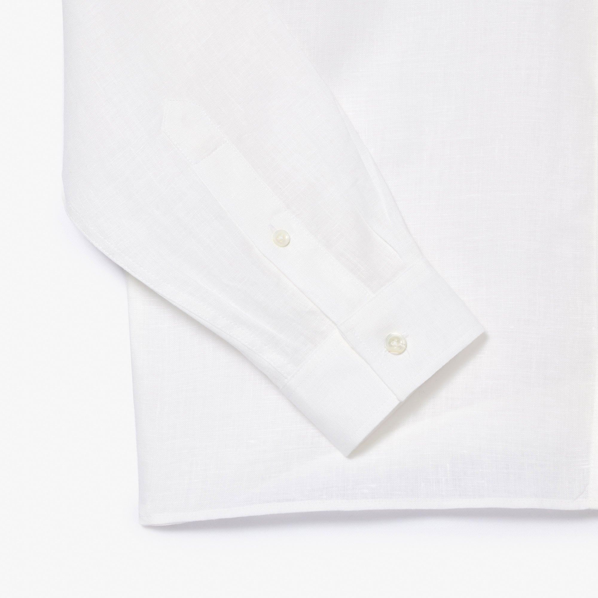 Lacoste Erkek Regular Fit Düğmeli Yaka Keten Beyaz Gömlek görsel 7