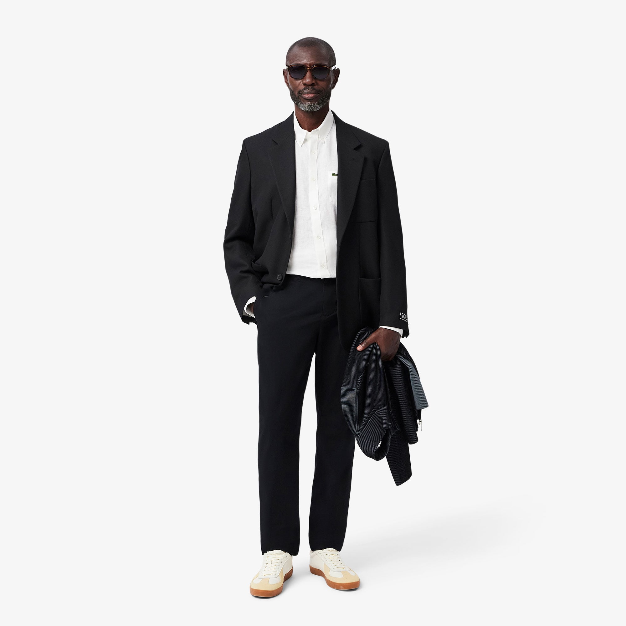 Lacoste Erkek Regular Fit Düğmeli Yaka Keten Beyaz Gömlek görsel 5