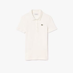 L.12.D Kadın Slim Fit Organik Pamuk Beyaz Polo Beyaz