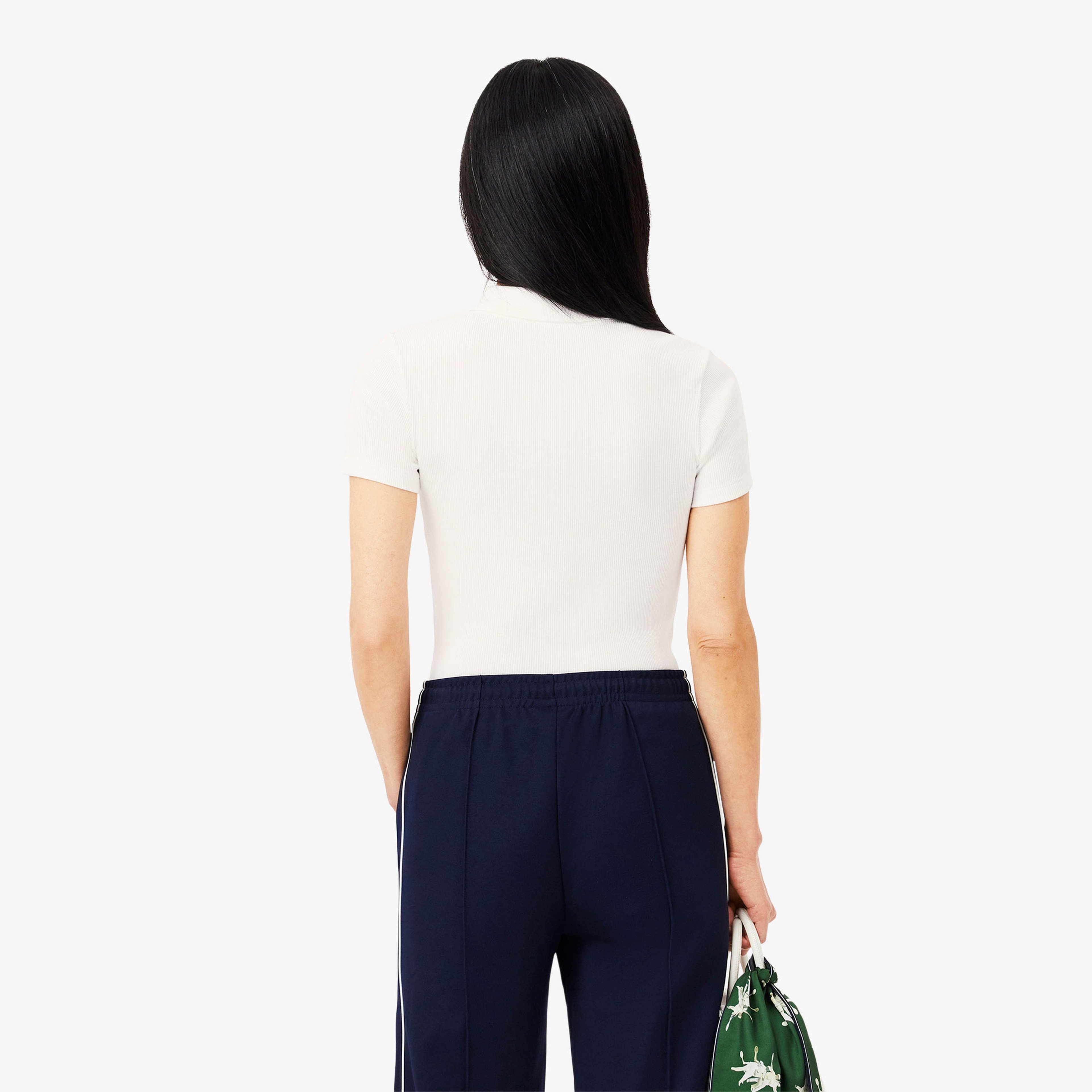 L.12.D Kadın Slim Fit Organik Pamuk Beyaz Polo