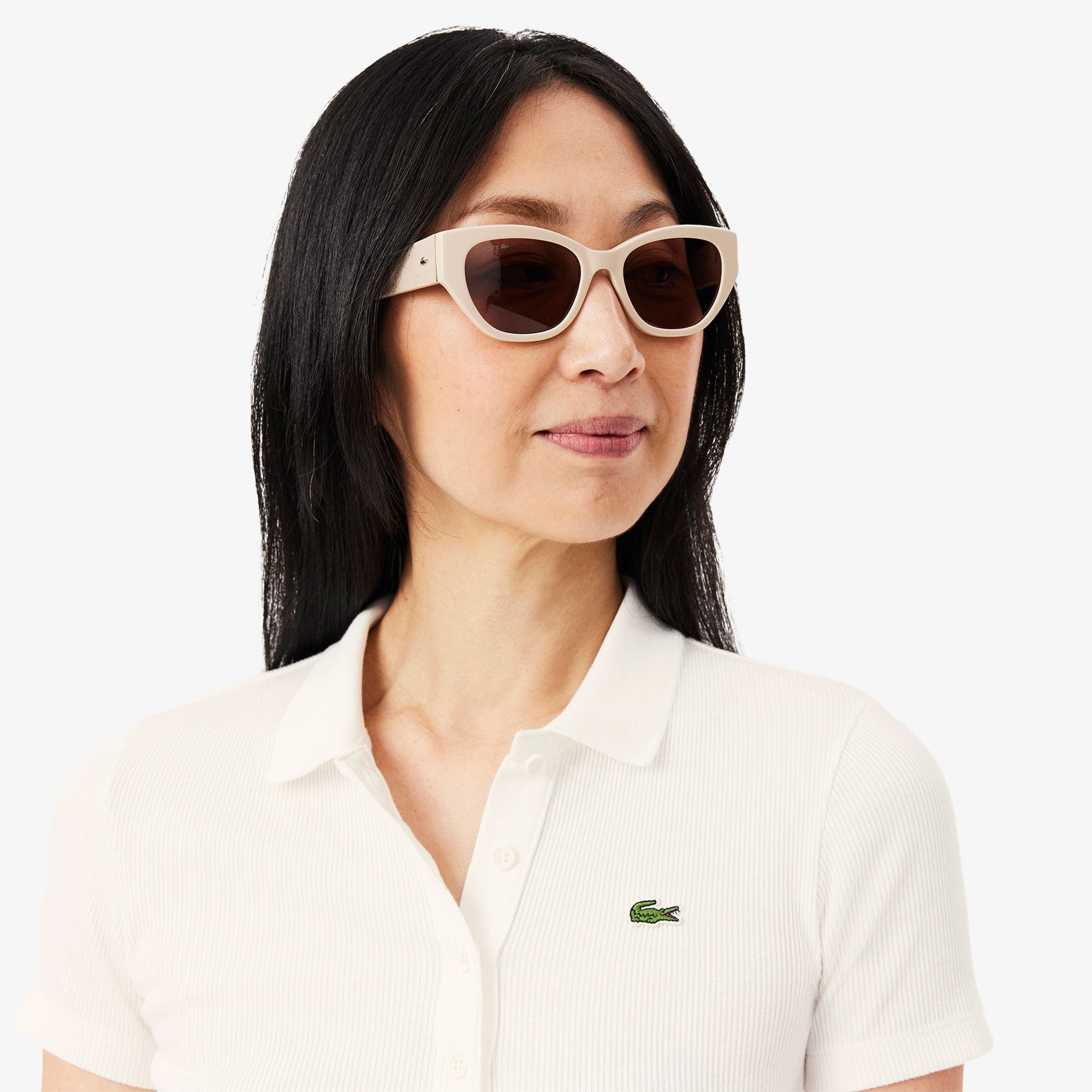 Lacoste L.12.D Kadın Slim Fit Beyaz Polo görsel 2