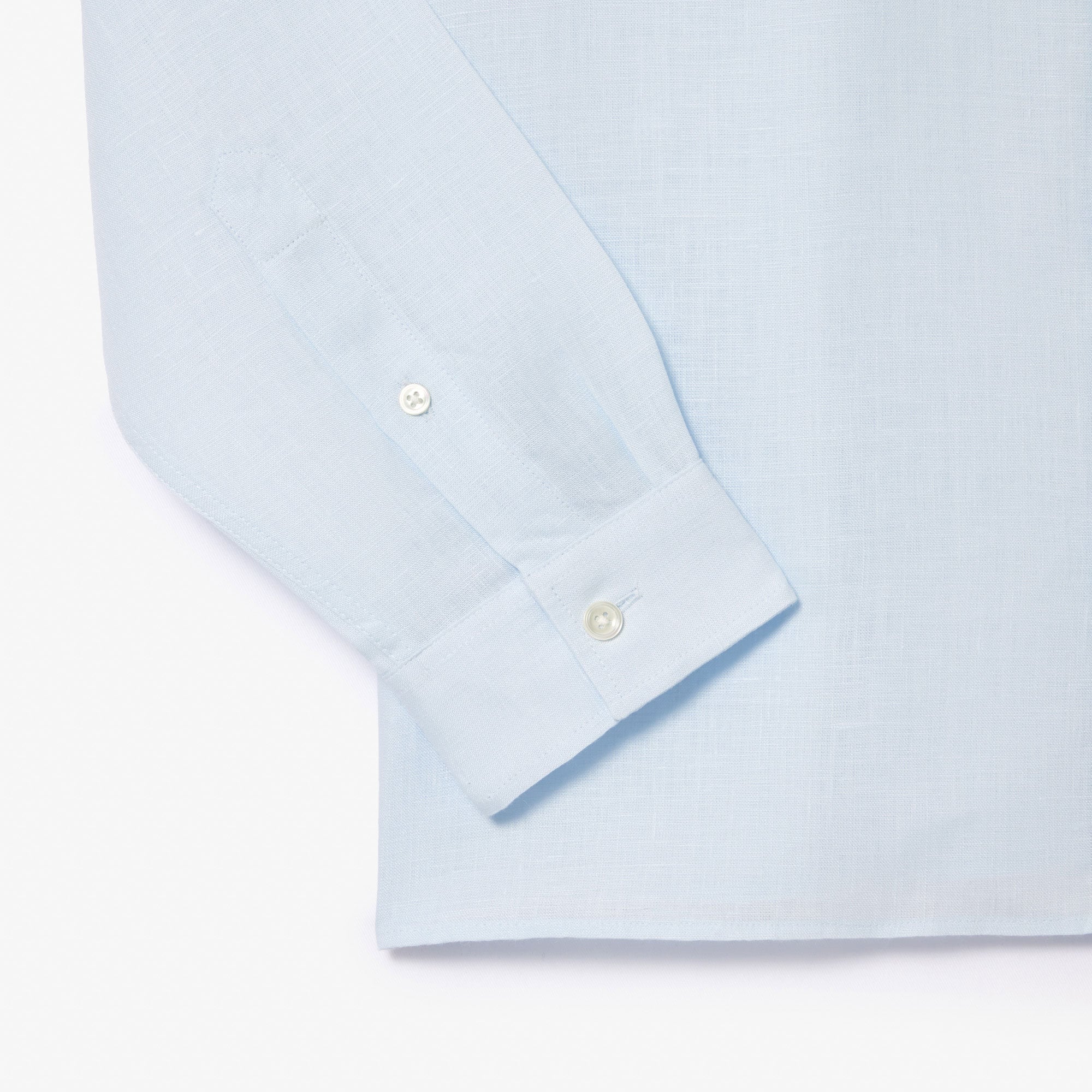 Lacoste Erkek Regular Fit Düğmeli Yaka Keten Açık Mavi Gömlek görsel 7