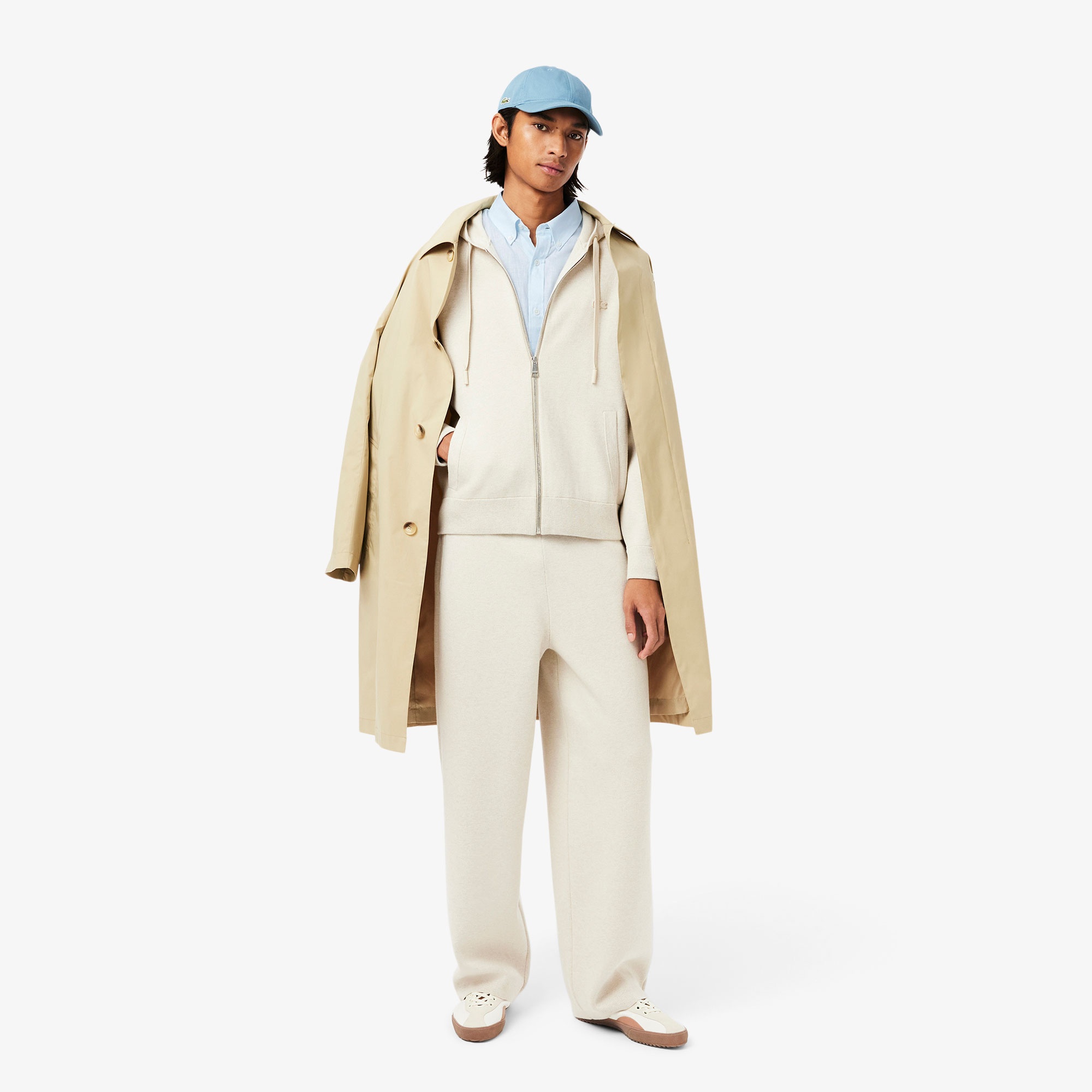 Lacoste Erkek Regular Fit Düğmeli Yaka Keten Açık Mavi Gömlek