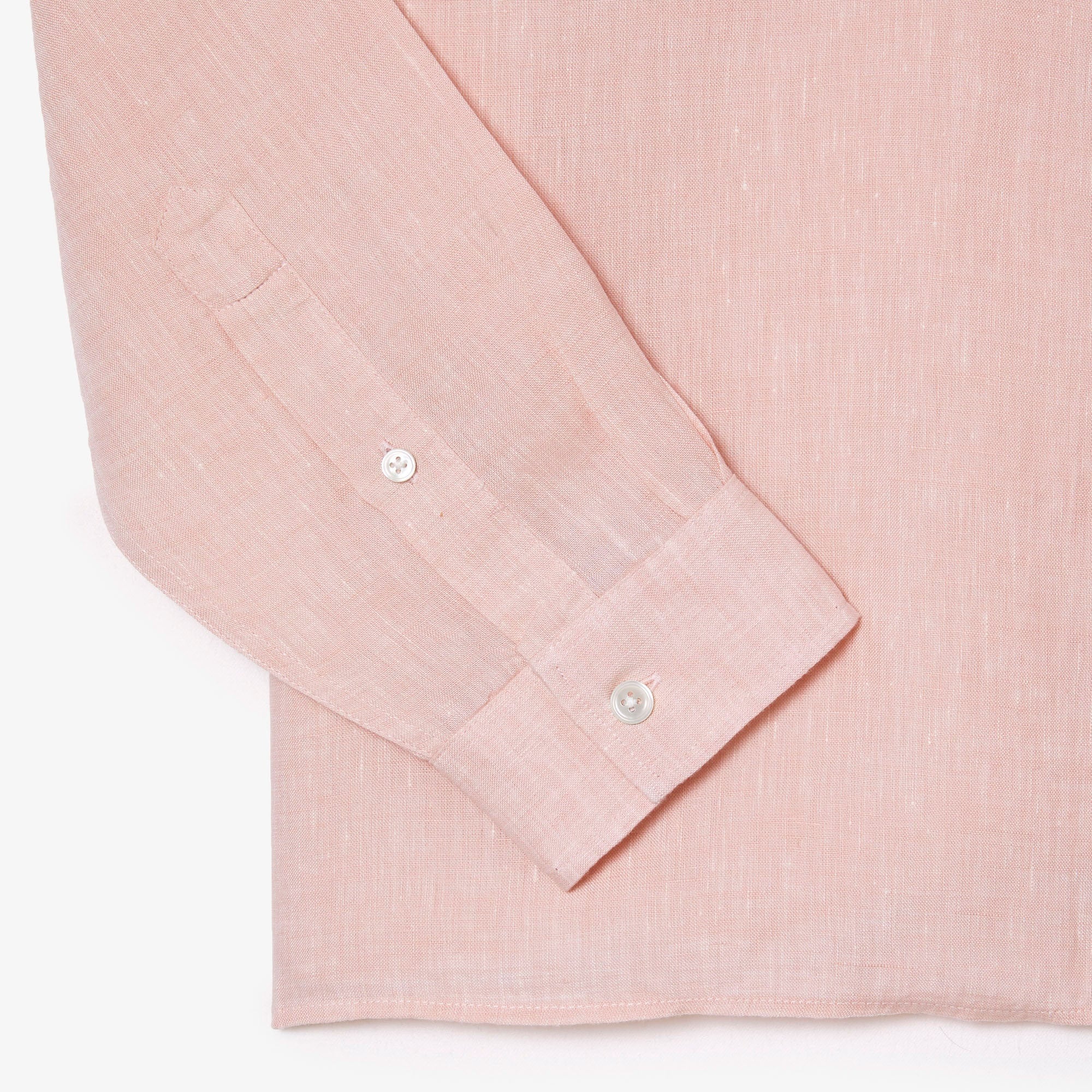Lacoste Erkek Regular Fit Düğmeli Yaka Keten Açık Pembe Gömlek