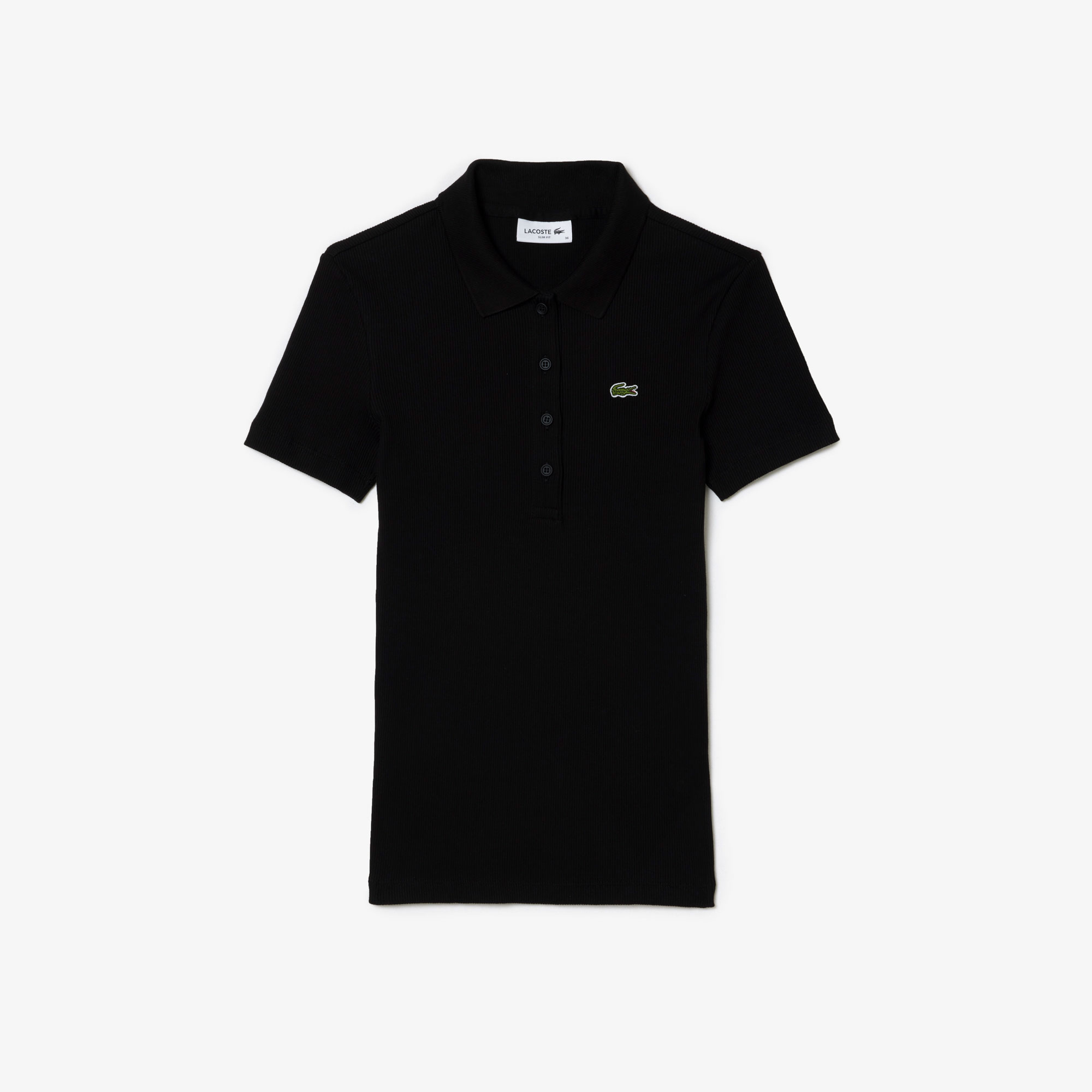 Lacoste L.12.D Kadın Slim Fit Siyah Polo görsel 4