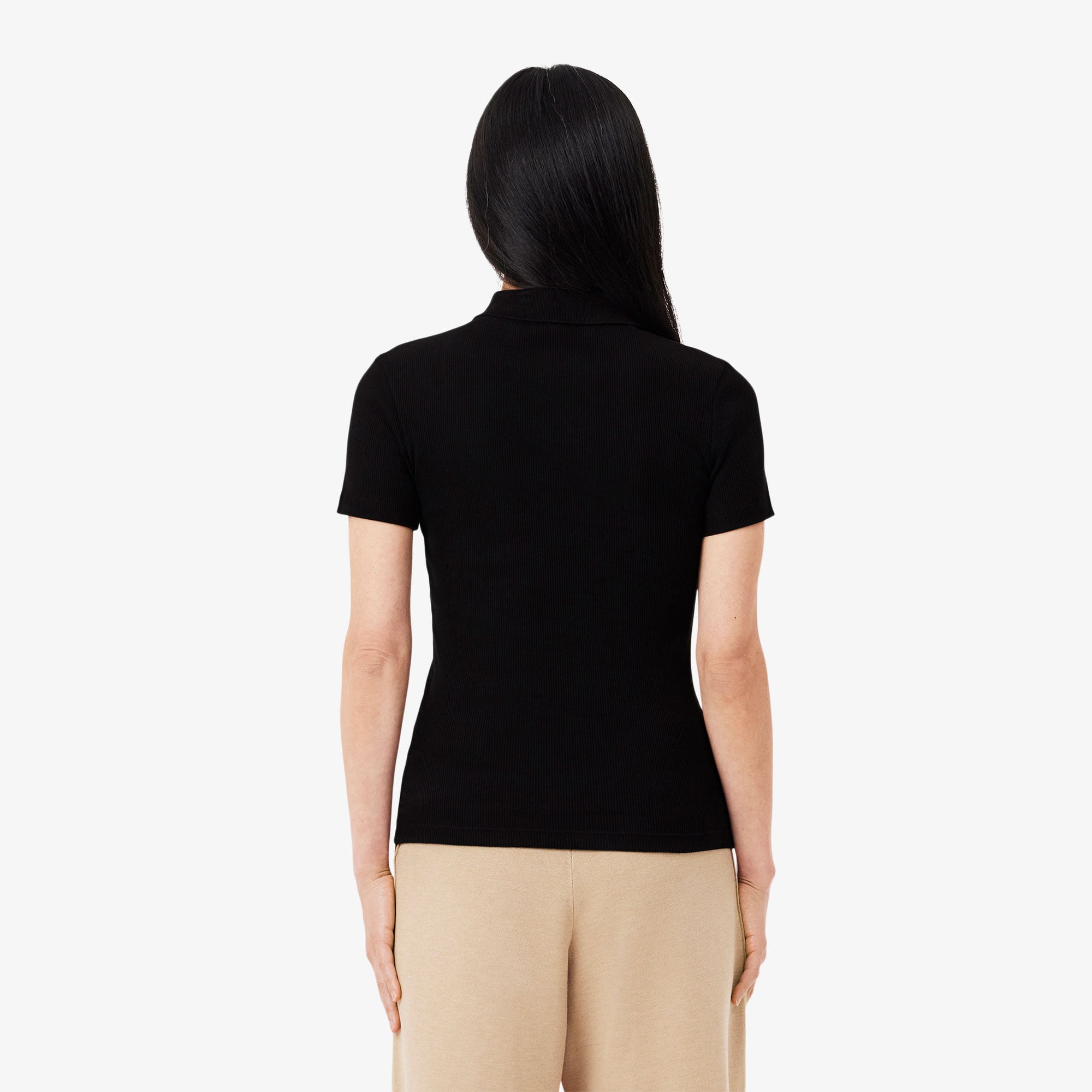 Lacoste L.12.D Kadın Slim Fit Siyah Polo görsel 3