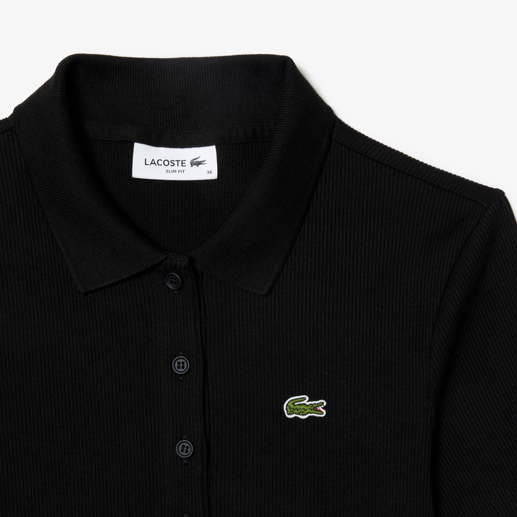 Lacoste L.12.D Kadın Slim Fit Siyah Polo görsel 6