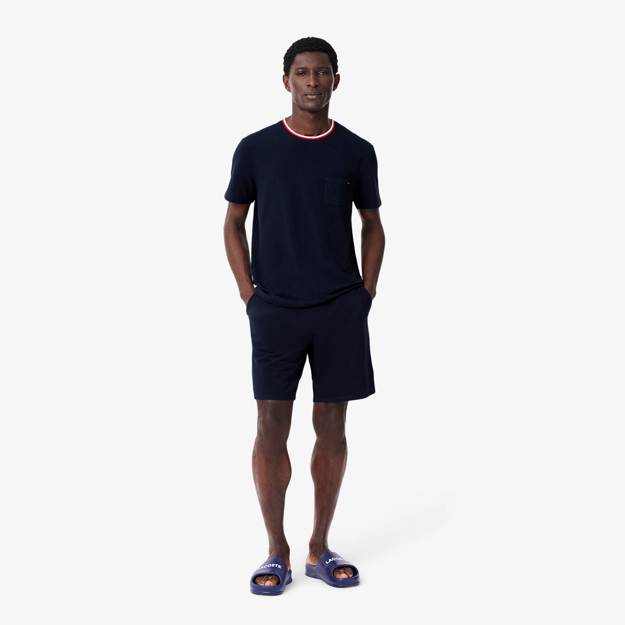 Lacoste Erkek Relaxed Fit Kısa Kollu Bisiklet Yaka Lacivert Pijama Üstü