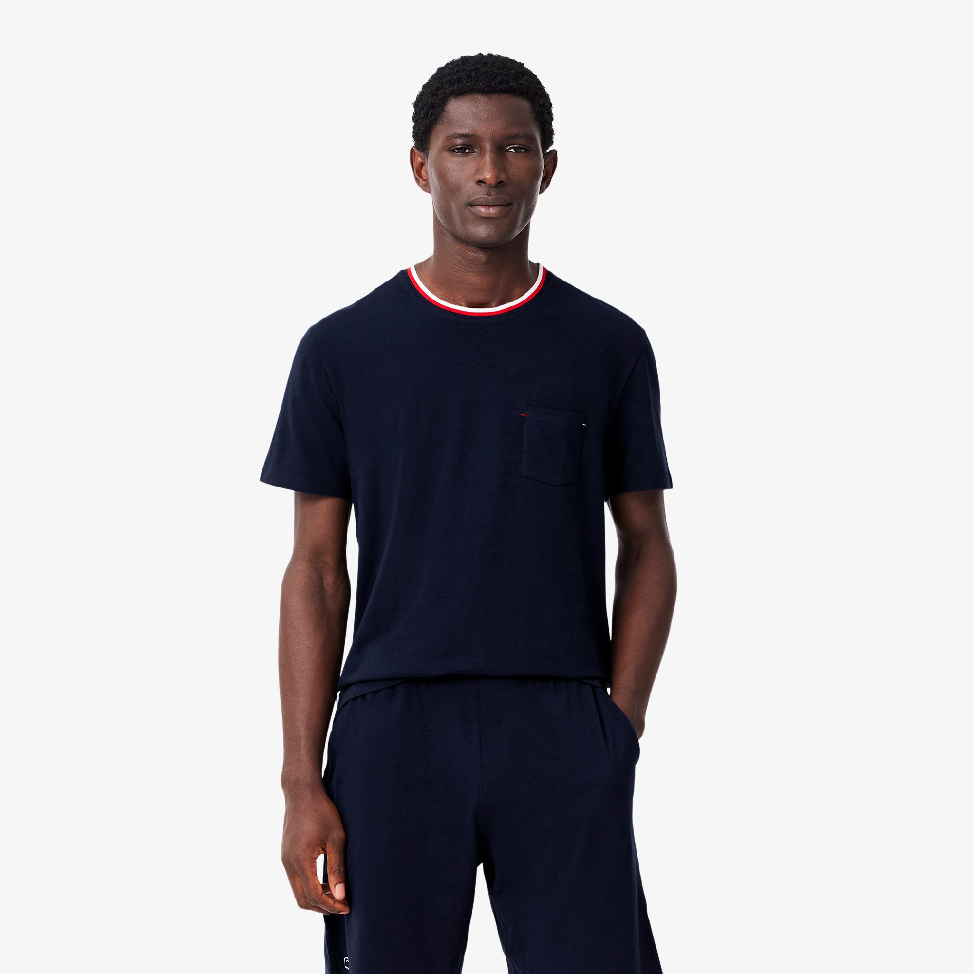 Lacoste Erkek Relaxed Fit Kısa Kollu Bisiklet Yaka Lacivert Pijama Üstü