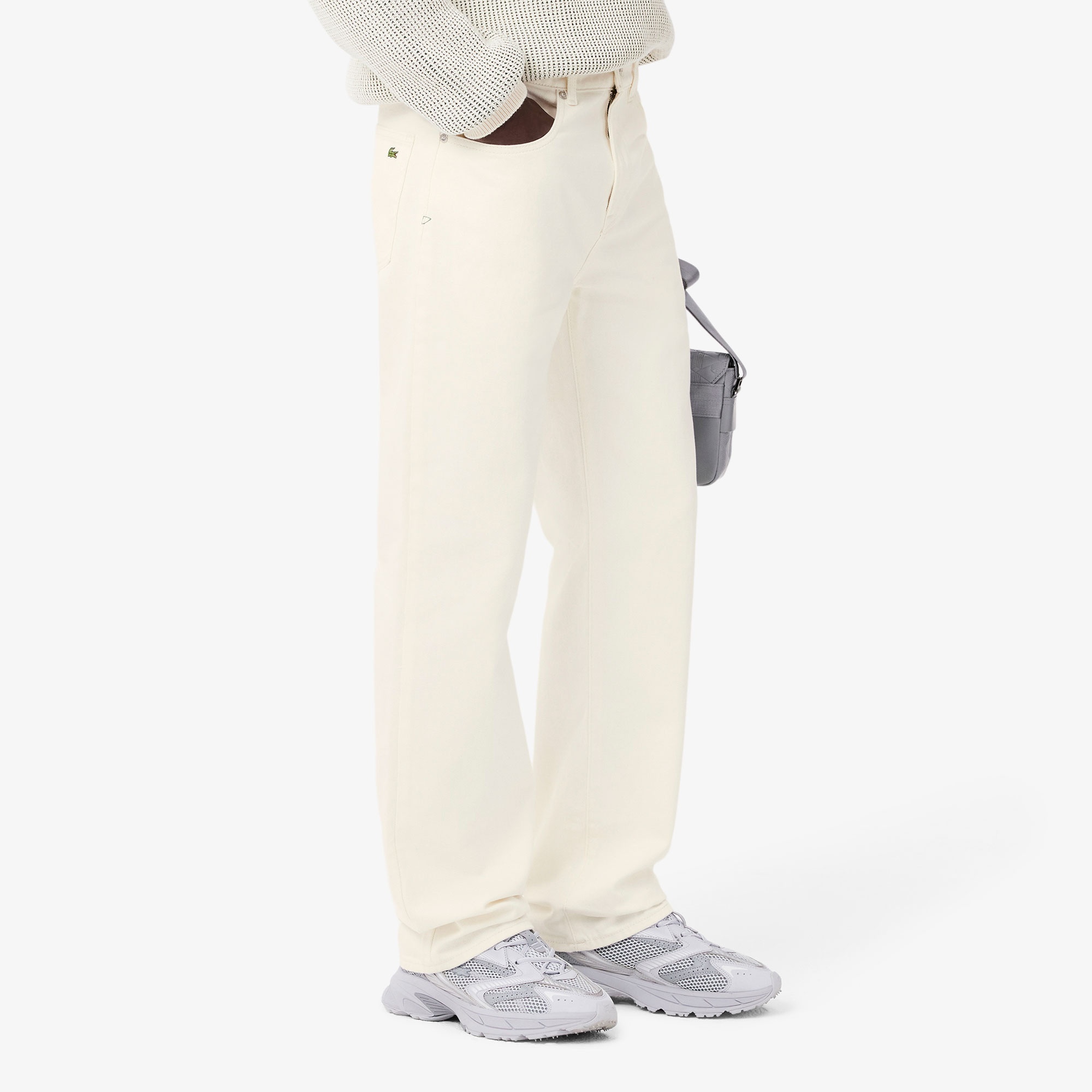 Lacoste Erkek Straight Fit Beyaz Jean Pantolon
