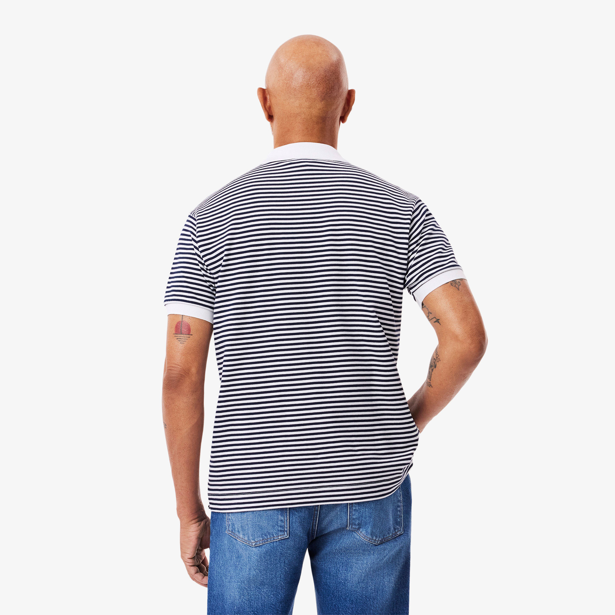 Lacoste L.12.12 Erkek Classic Fit Çizgili Beyaz Polo PH9753-522