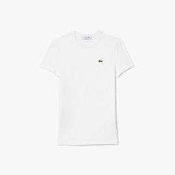 Kadın Slim Fit Bisiklet Yaka Beyaz T-Shirt Beyaz