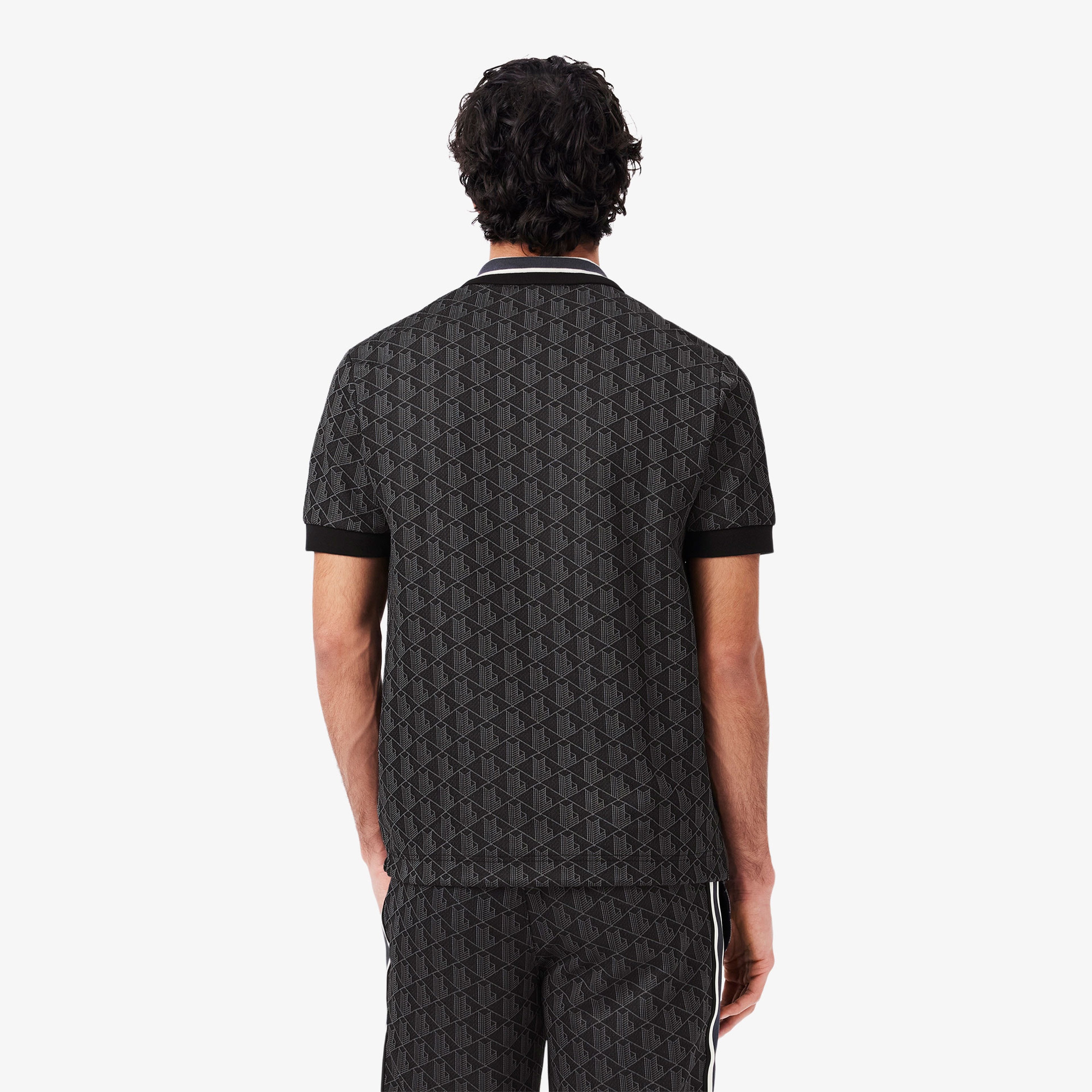 Erkek Classic Fit Monogram Siyah Polo