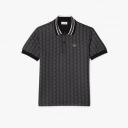 Erkek Classic Fit Monogram Siyah Polo Siyah