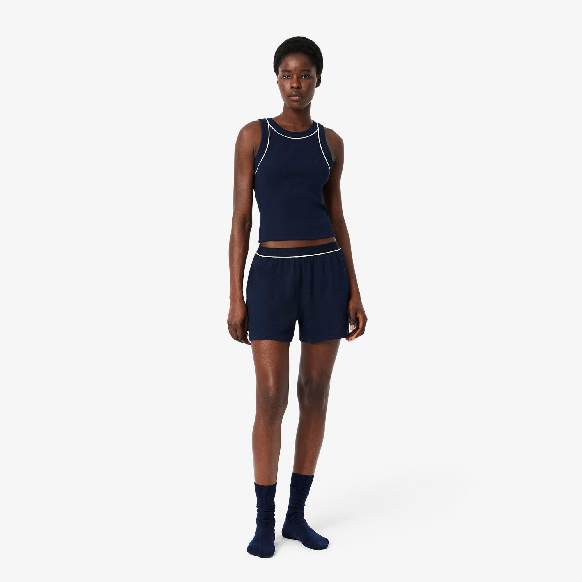 Lacoste Kadın Kolsuz Bisiklet Yaka Lacivert Pijama Takımı görsel 7