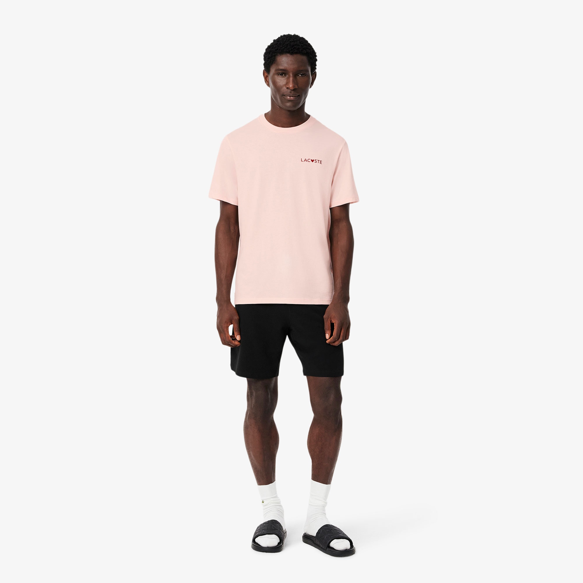 Lacoste Erkek Relaxed Fit Kısa Kollu Bisiklet Yaka Pembe Pijama Üstü