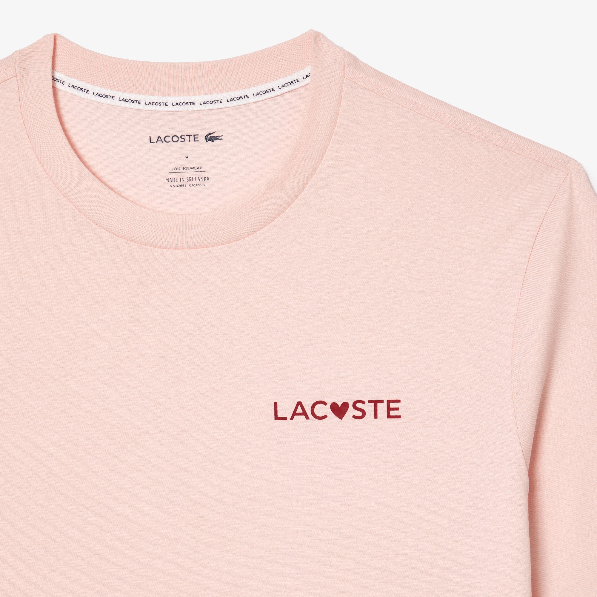 Lacoste Erkek Relaxed Fit Kısa Kollu Bisiklet Yaka Pembe Pijama Üstü