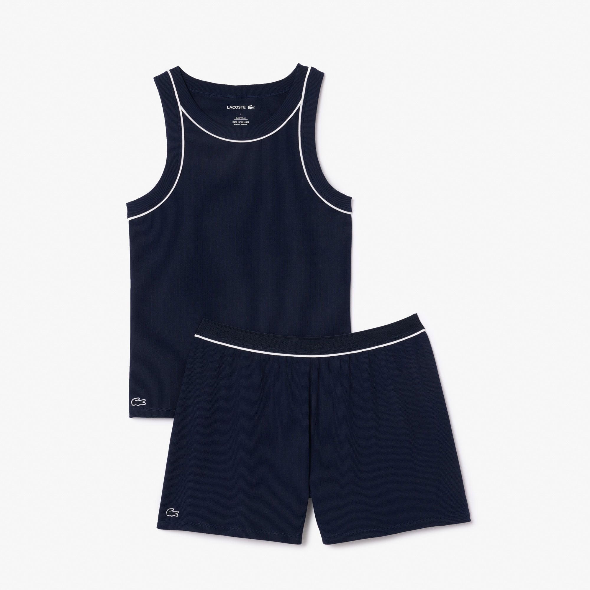 Lacoste Kadın Kolsuz Bisiklet Yaka Lacivert Pijama Takımı görsel 5