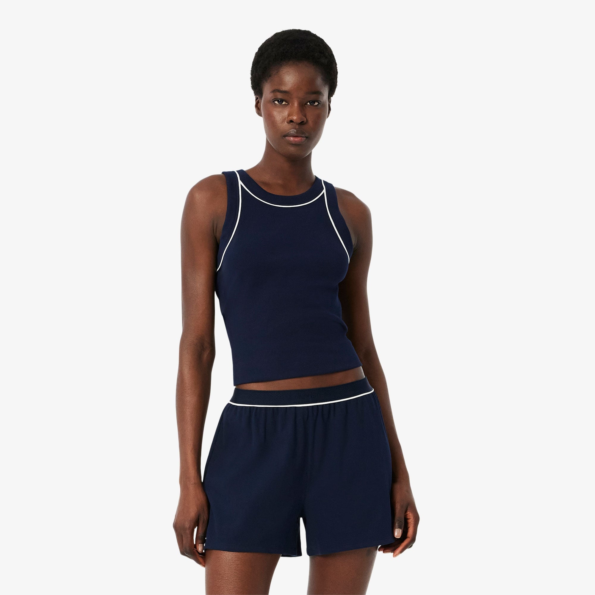 Kadın Kolsuz Bisiklet Yaka Lacivert Pijama Takımı