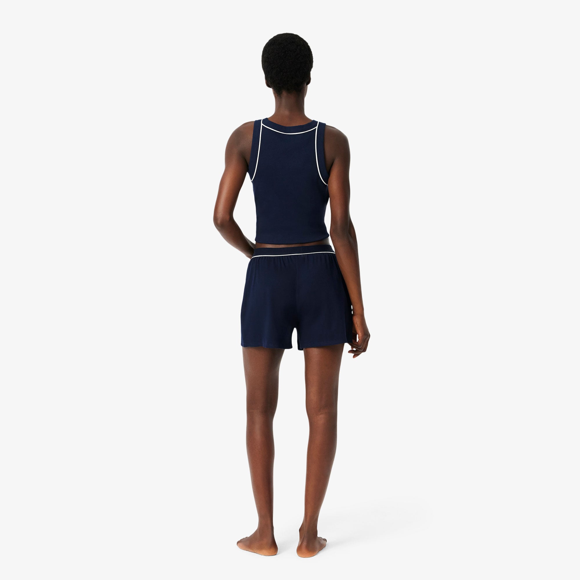 Lacoste Kadın Kolsuz Bisiklet Yaka Lacivert Pijama Takımı görsel 3