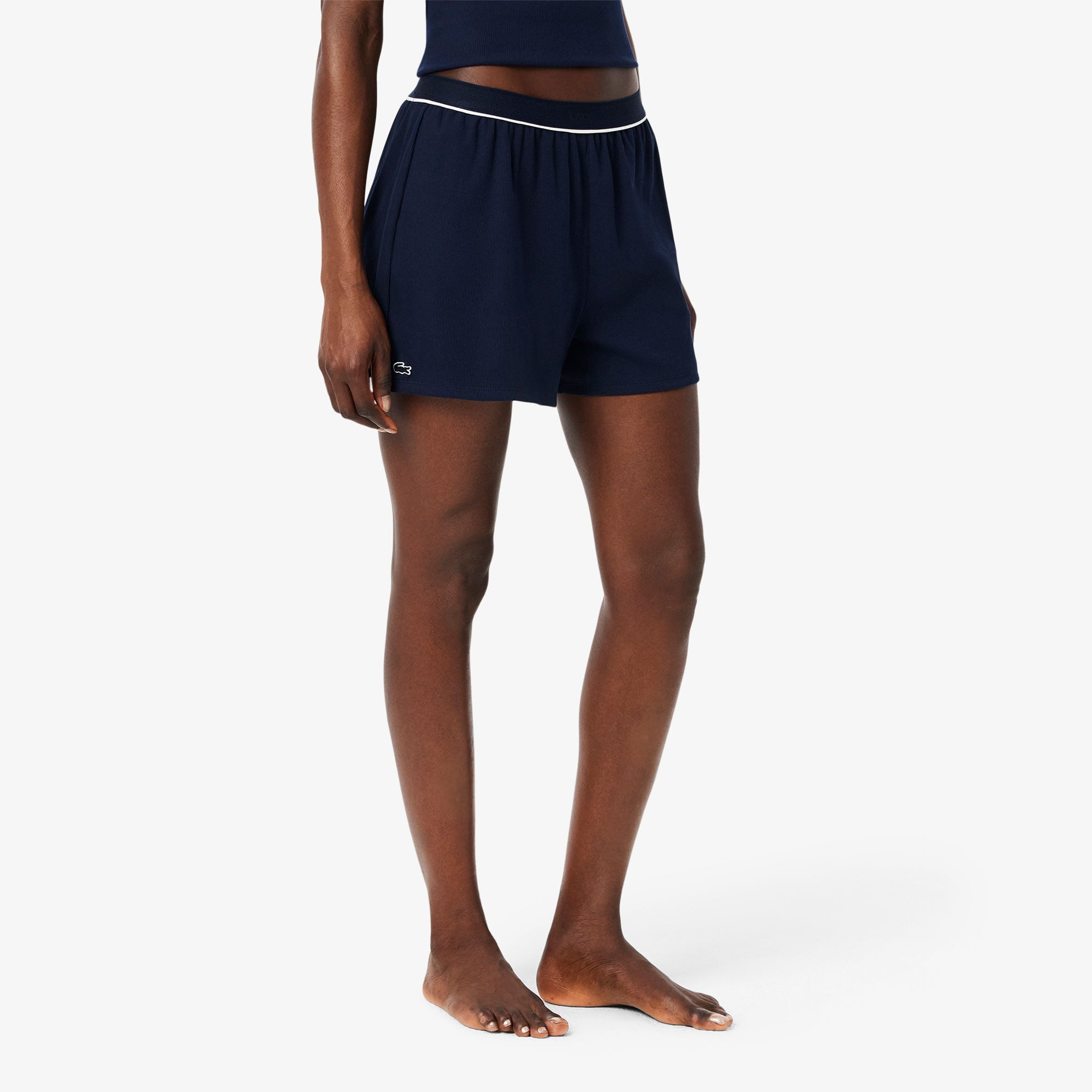 Lacoste Kadın Kolsuz Bisiklet Yaka Lacivert Pijama Takımı görsel 4